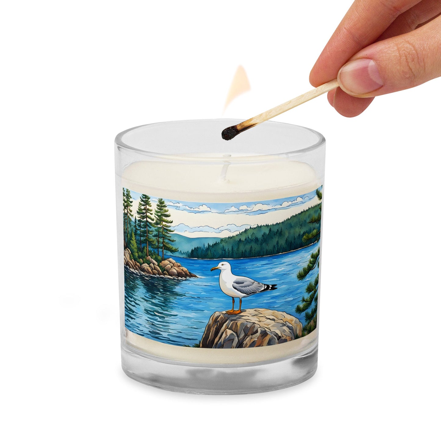 Seagull On A Rock Glass Jar Soy Wax Candle - Candles - Discovery Co.