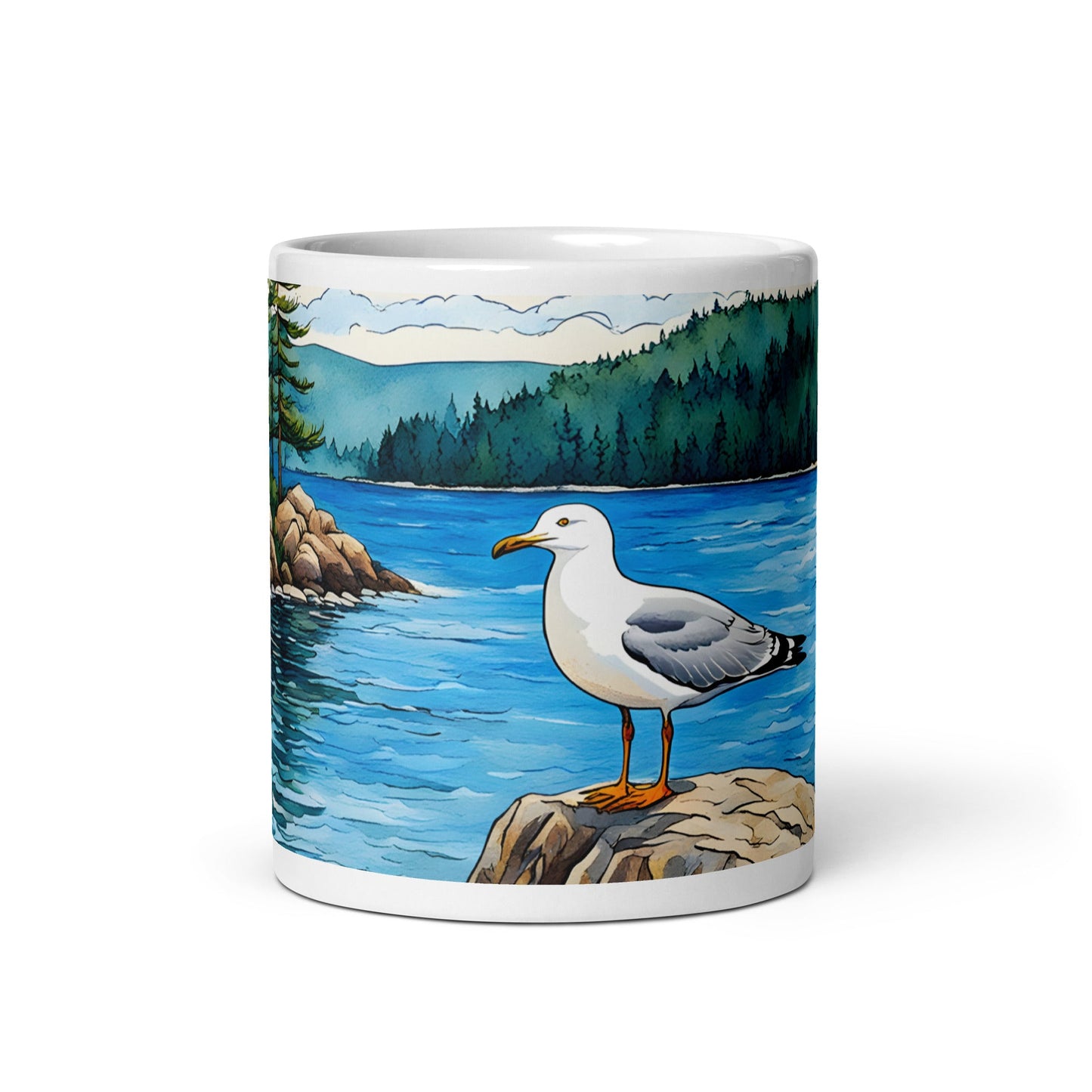 Seagull On A Rock White Glossy Mug - Mugs - Discovery Co.