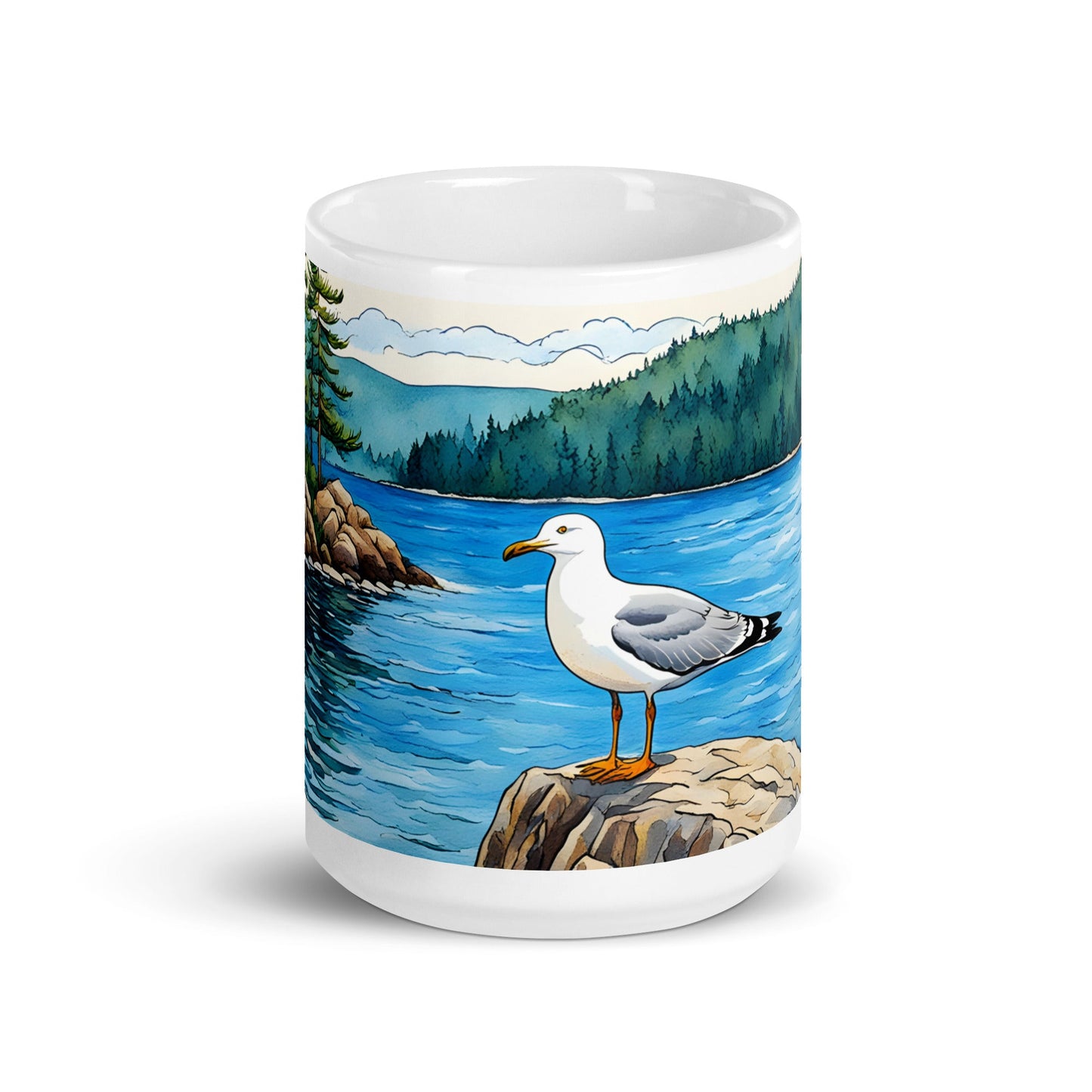 Seagull On A Rock White Glossy Mug - Mugs - Discovery Co.