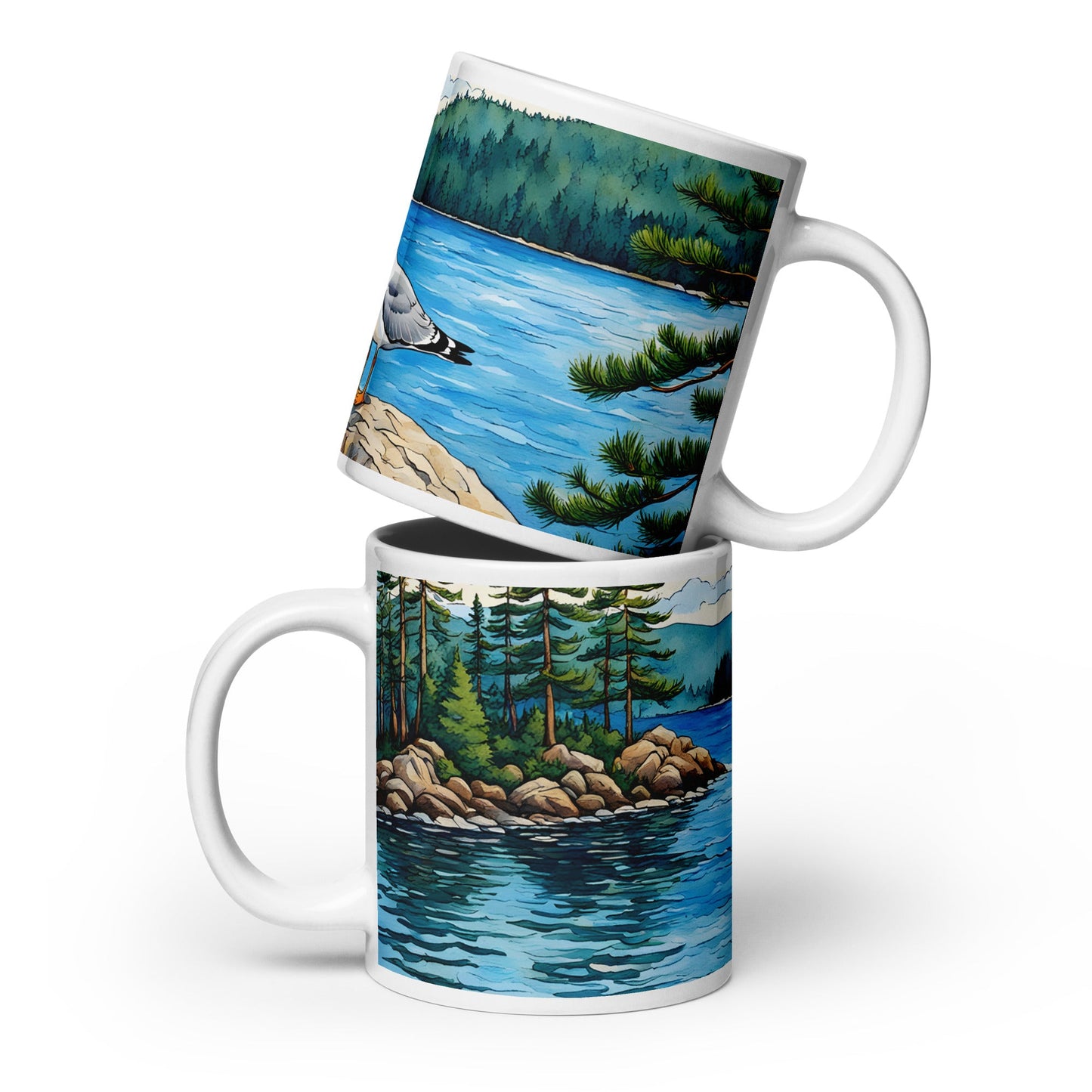 Seagull On A Rock White Glossy Mug - Mugs - Discovery Co.