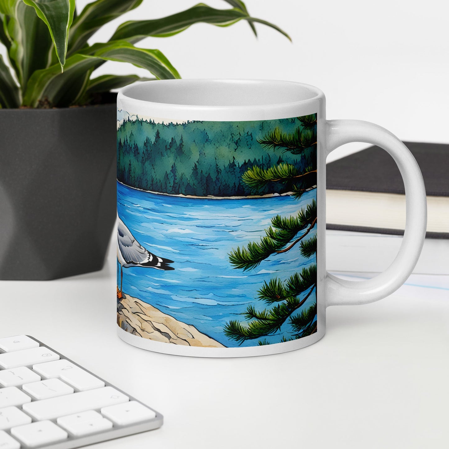 Seagull On A Rock White Glossy Mug - Mugs - Discovery Co.