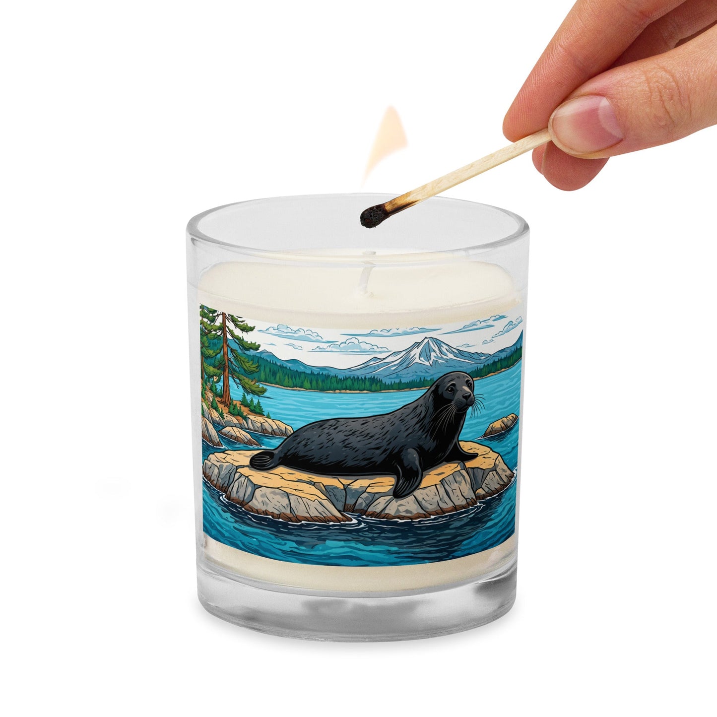 Seal On A Rock Glass Jar Soy Wax Candle - Candles - Discovery Co.