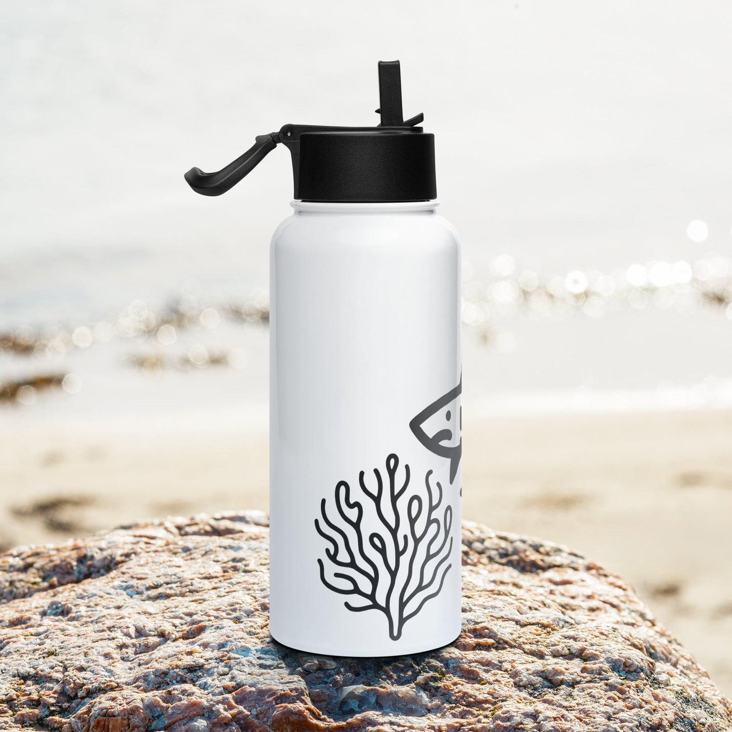 Shark II Stainless Steel Water Bottle With Straw Lid - Stainless Steel Water Bottle With Straw Lid - Discovery Co.