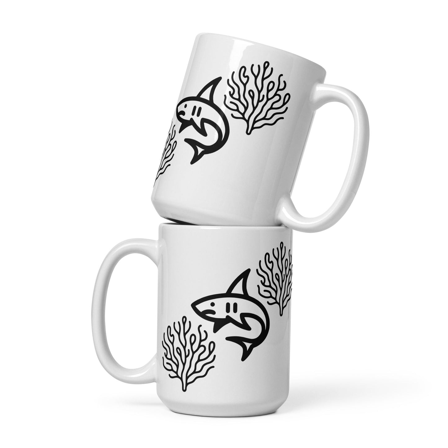 Shark II White Glossy Mug (11 oz, 15 oz, 20 oz) - Mugs - Discovery Co.