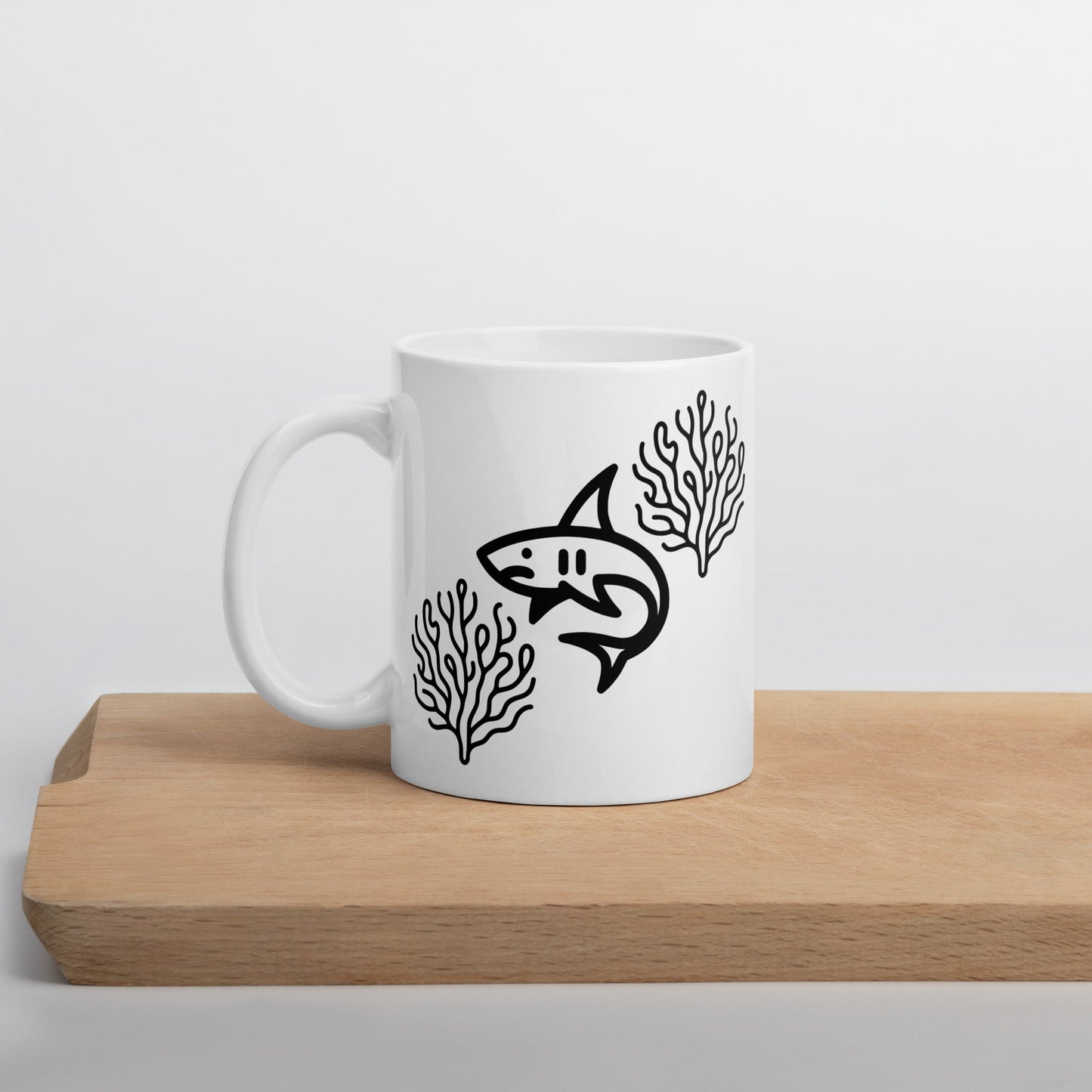 Shark II White Glossy Mug (11 oz, 15 oz, 20 oz) - Mugs - Discovery Co.