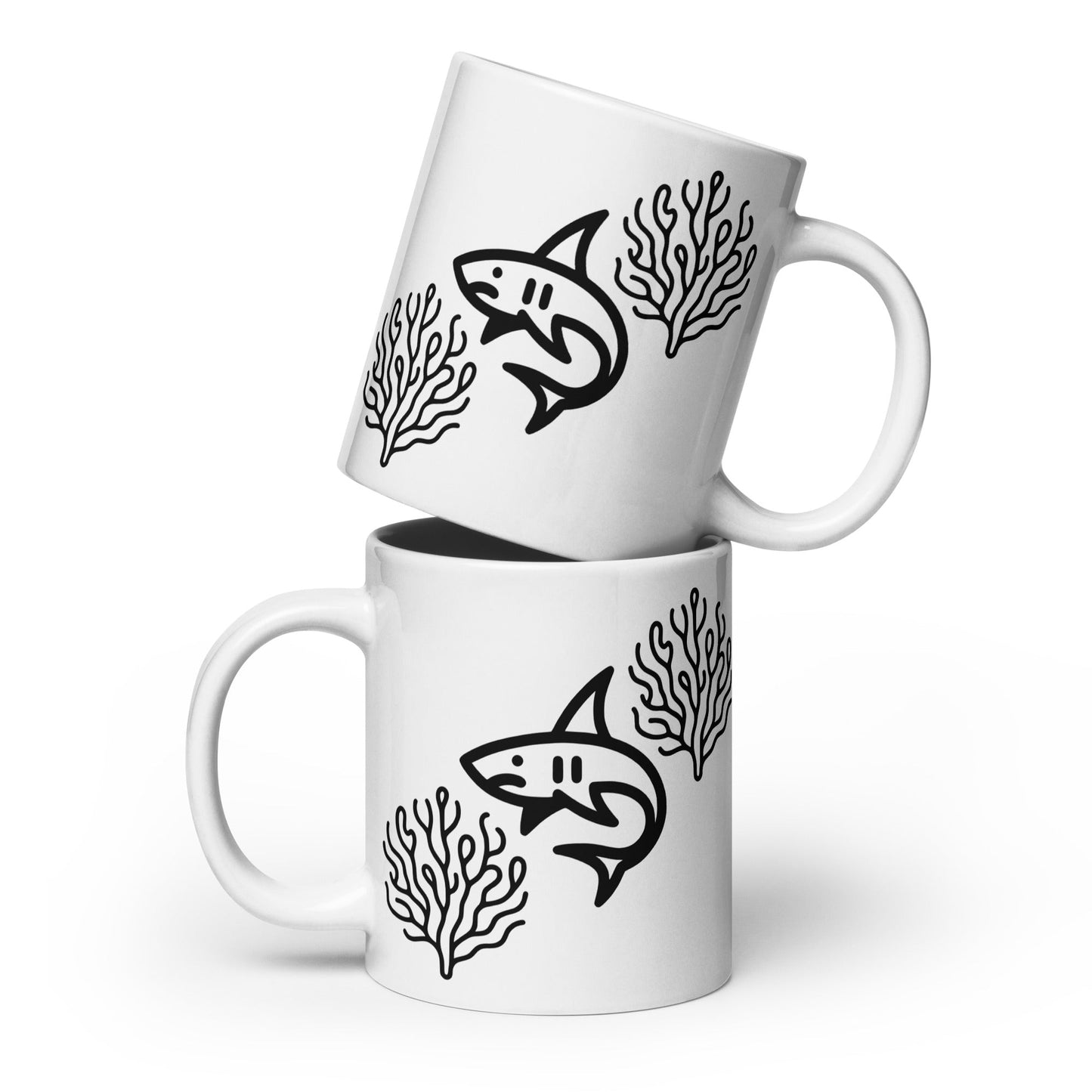 Shark II White Glossy Mug (11 oz, 15 oz, 20 oz) - Mugs - Discovery Co.