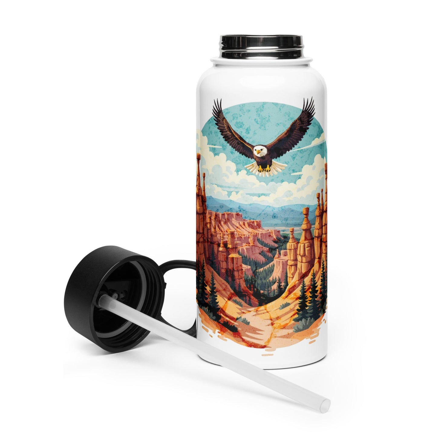 Soaring Eagle Stainless Steel Water Bottle With Straw Lid - Stainless Steel Water Bottle With Straw Lid - Discovery Co.