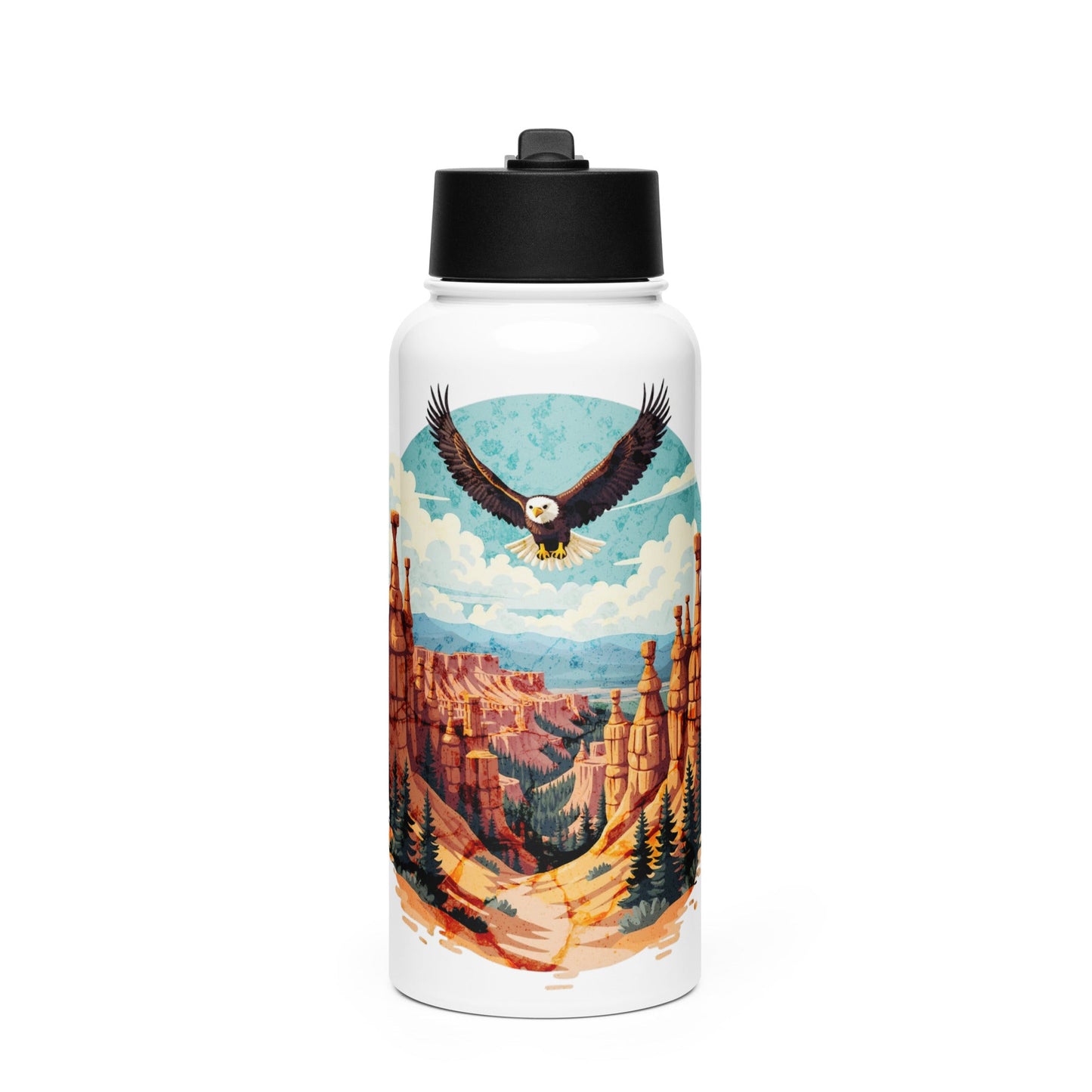 Soaring Eagle Stainless Steel Water Bottle With Straw Lid - Stainless Steel Water Bottle With Straw Lid - Discovery Co.