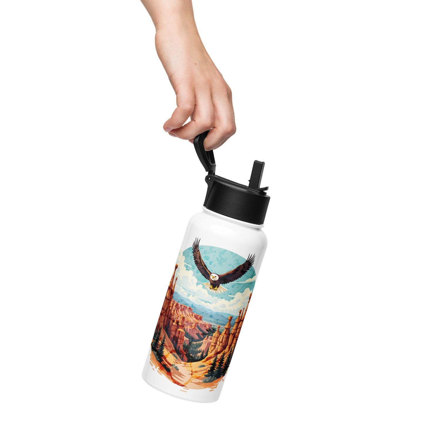 Soaring Eagle Stainless Steel Water Bottle With Straw Lid - Stainless Steel Water Bottle With Straw Lid - Discovery Co.