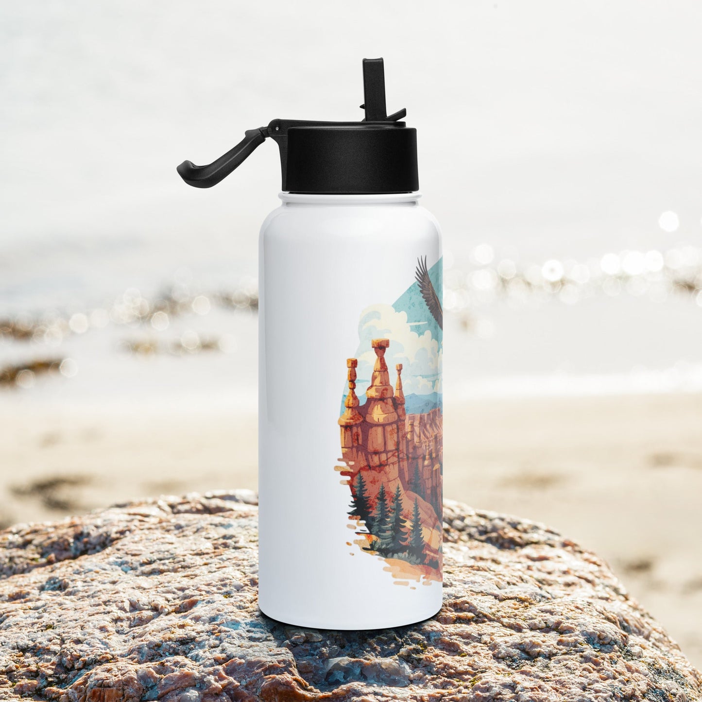 Soaring Eagle Stainless Steel Water Bottle With Straw Lid - Stainless Steel Water Bottle With Straw Lid - Discovery Co.