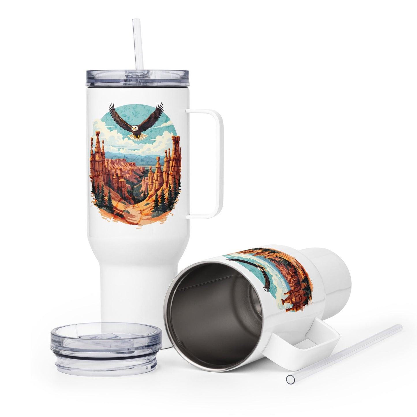 Soaring Eagle Travel Mug With Handle (25 oz and 40 oz) - Travel Mug - Discovery Co.