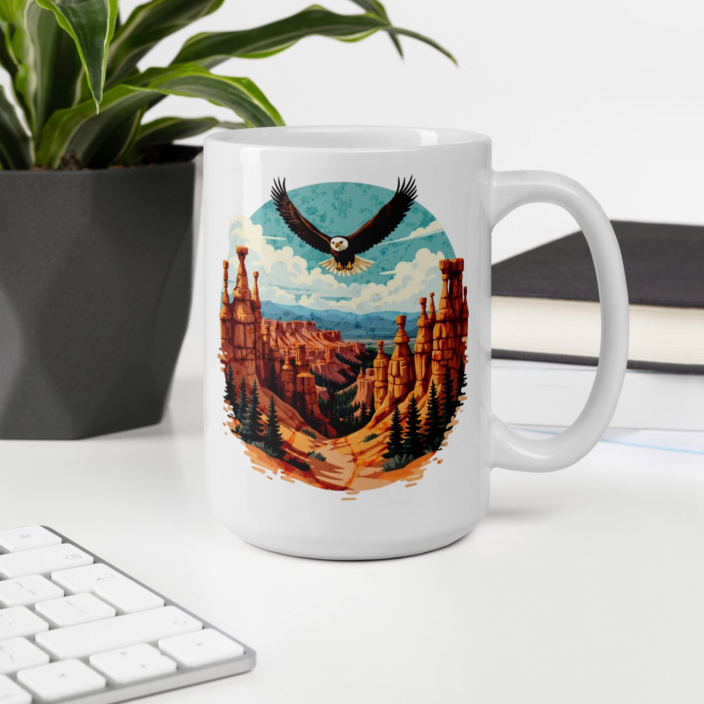 Soaring Eagle White Glossy Mug (11 oz, 15 oz, 20 oz) - Mugs - Discovery Co.