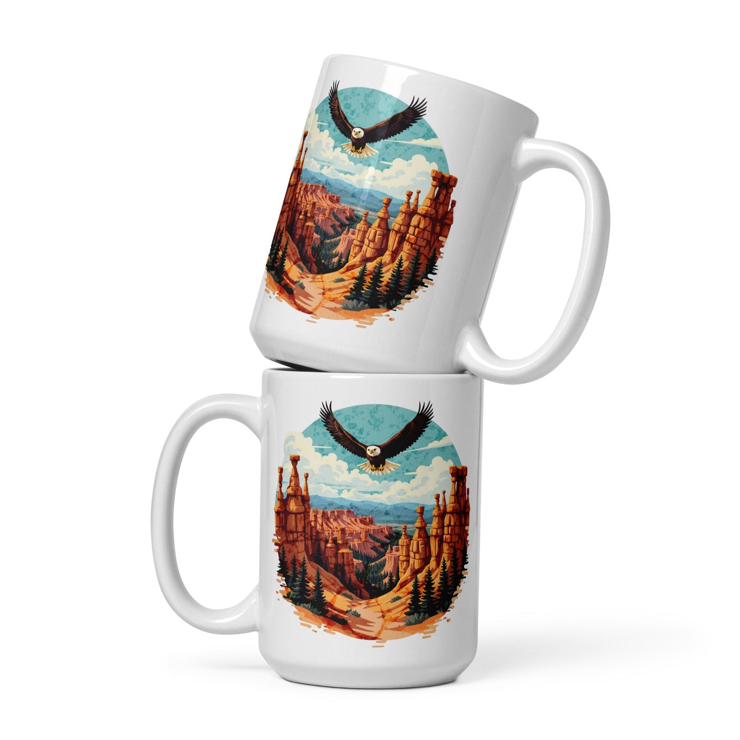 Soaring Eagle White Glossy Mug (11 oz, 15 oz, 20 oz) - Mugs - Discovery Co.