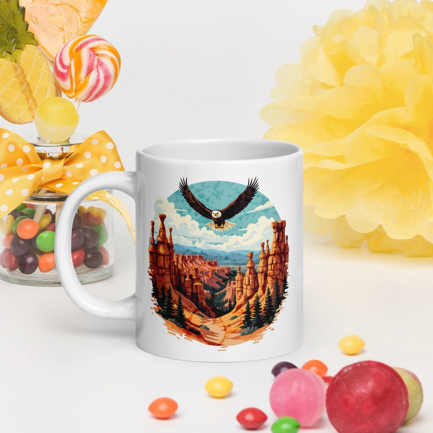 Soaring Eagle White Glossy Mug (11 oz, 15 oz, 20 oz) - Mugs - Discovery Co.