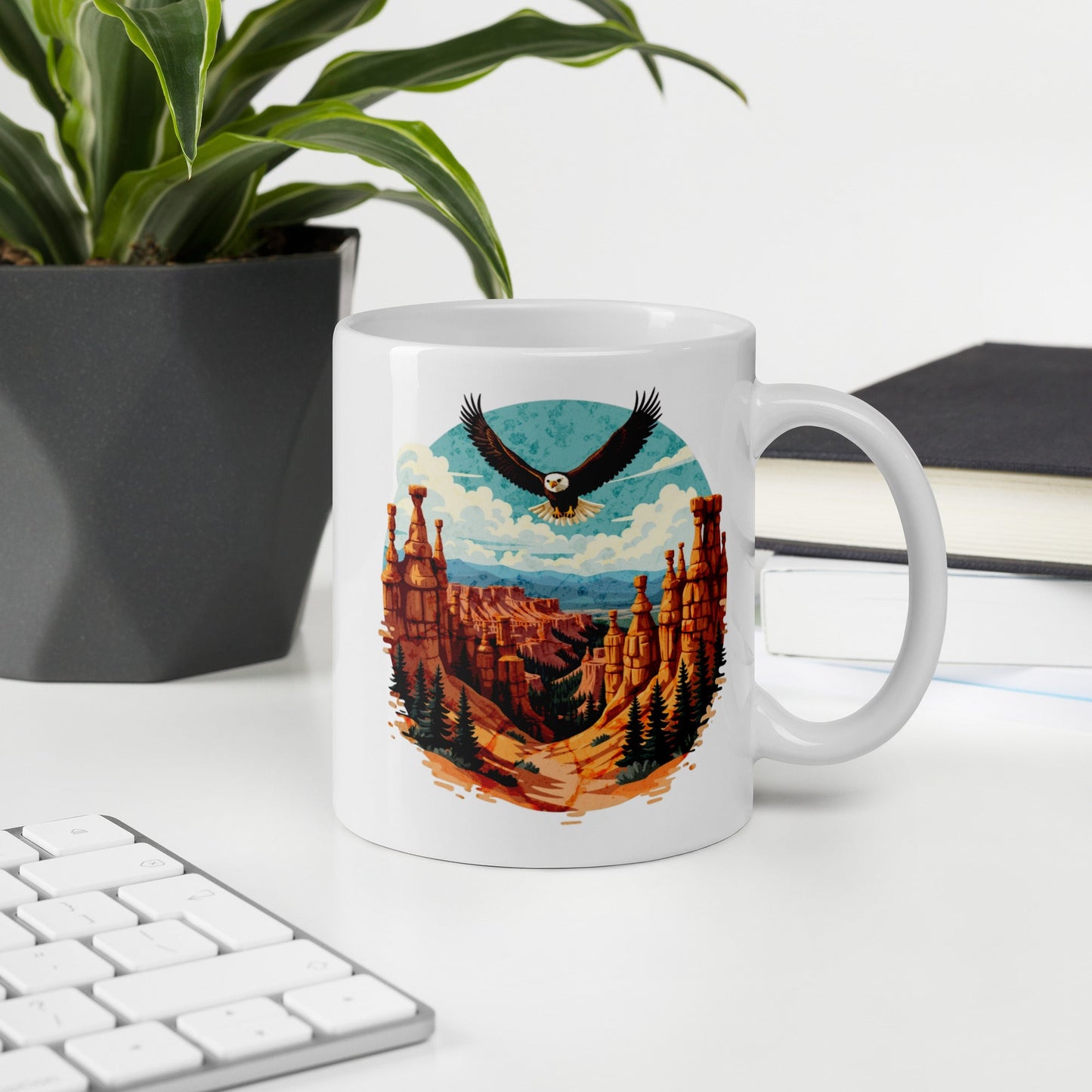 Soaring Eagle White Glossy Mug (11 oz, 15 oz, 20 oz) - Mugs - Discovery Co.