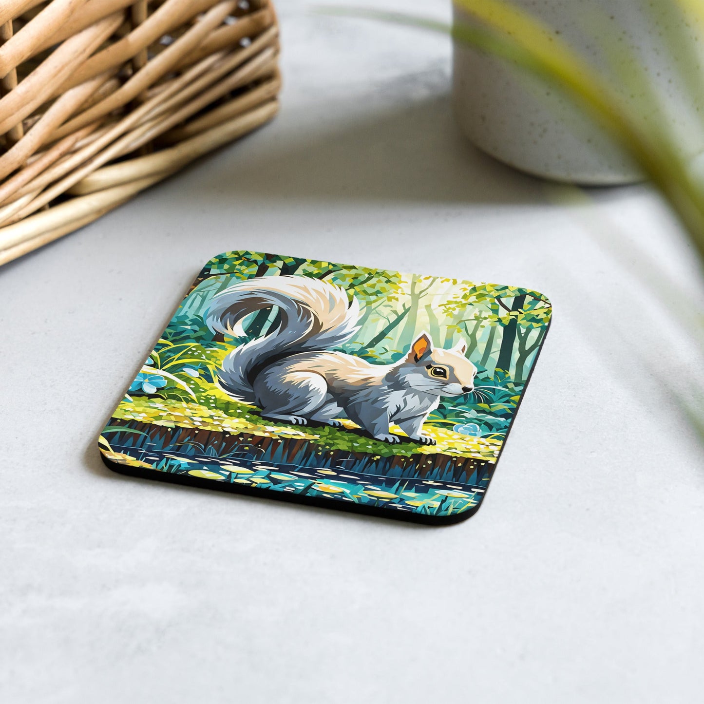 Squirrel II Cork - back Coaster - Coasters - Discovery Co.
