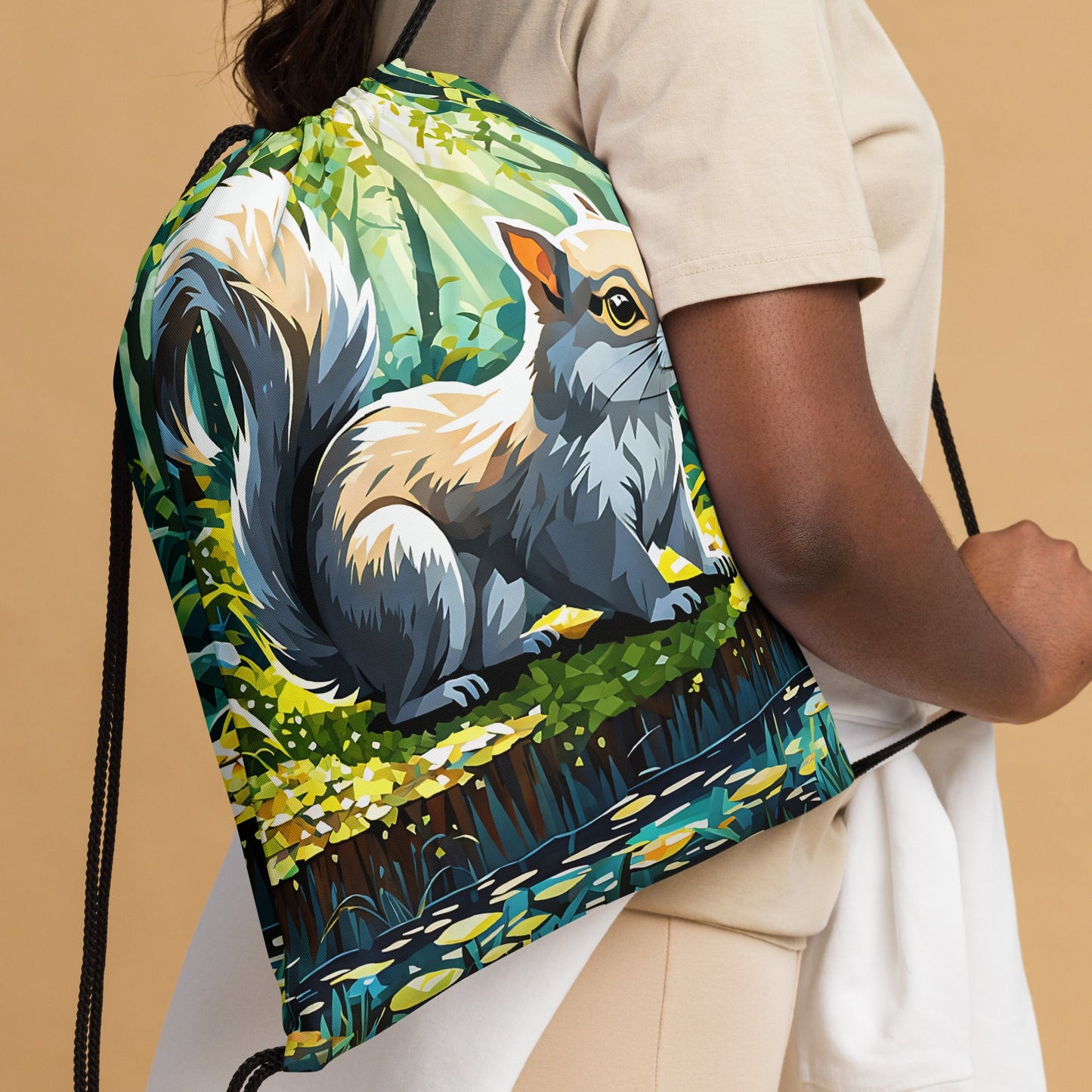 Squirrel II Drawstring Bag - Drawstring Bag - Discovery Co.
