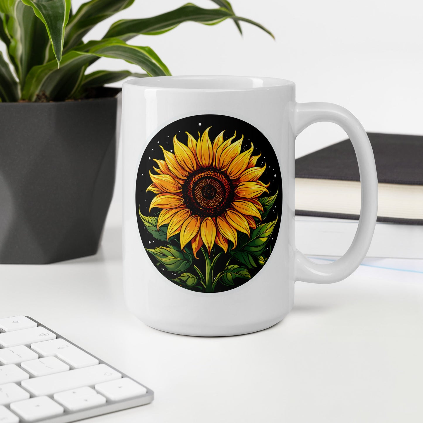 Sunflower White Glossy Mug (11 oz, 15 oz, 20 oz) - Mugs - Discovery Co.