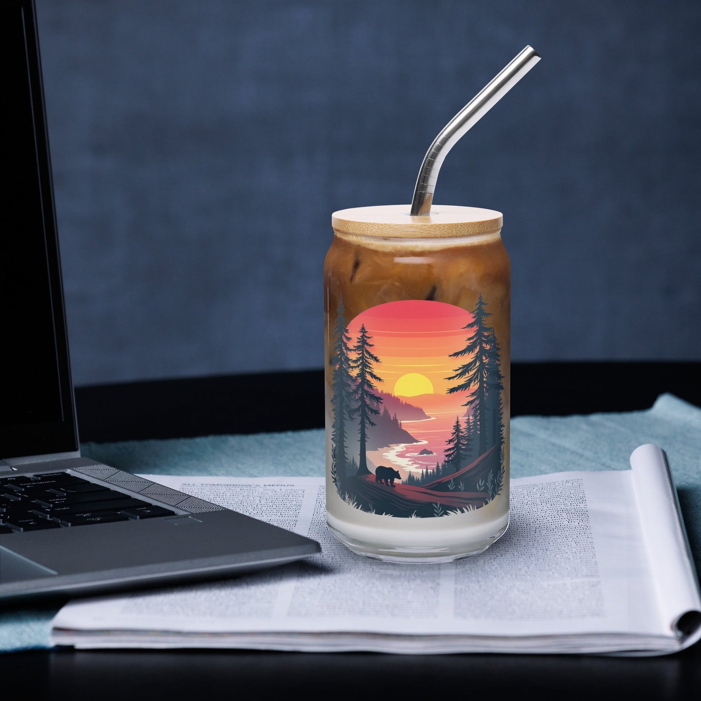 Sunset Bear Can - Shaped Glass - Can - Shaped Glass - Discovery Co.