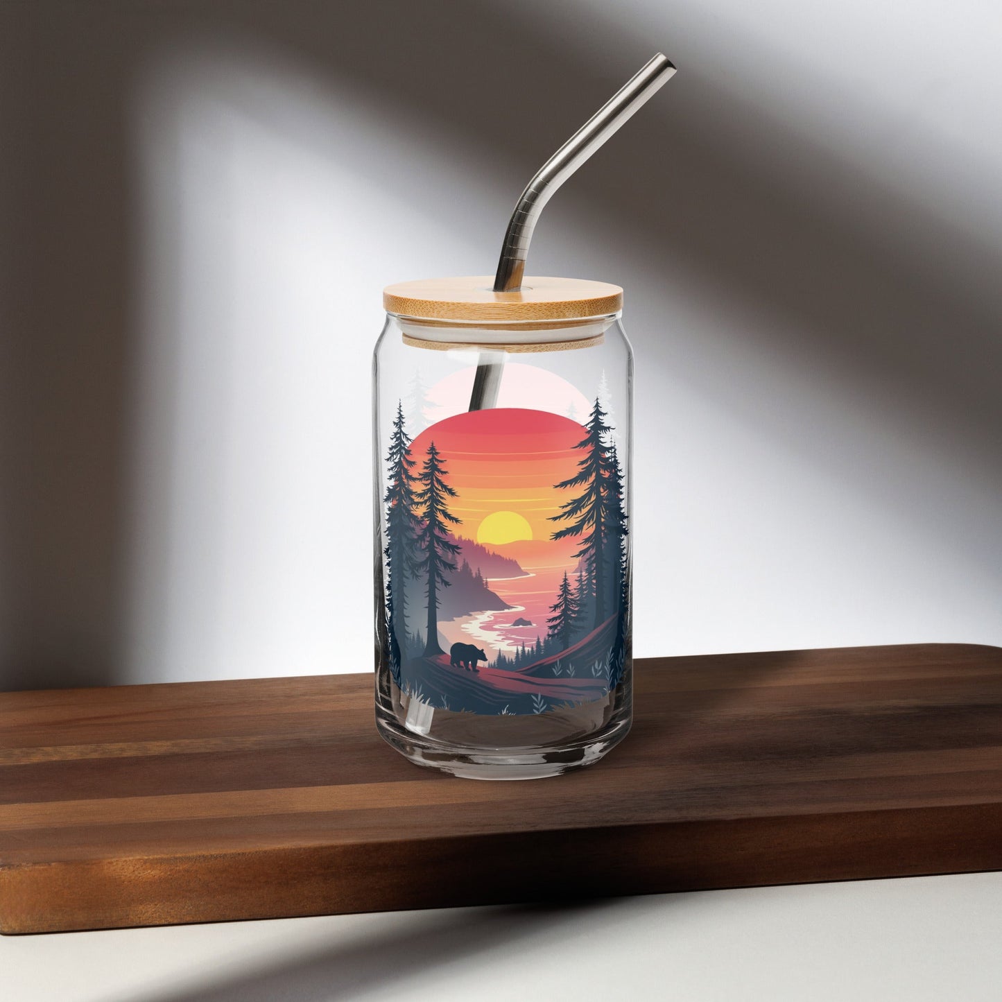 Sunset Bear Can - Shaped Glass - Can - Shaped Glass - Discovery Co.