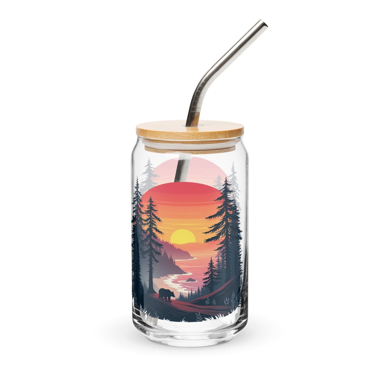 Sunset Bear Can - Shaped Glass - Can - Shaped Glass - Discovery Co.