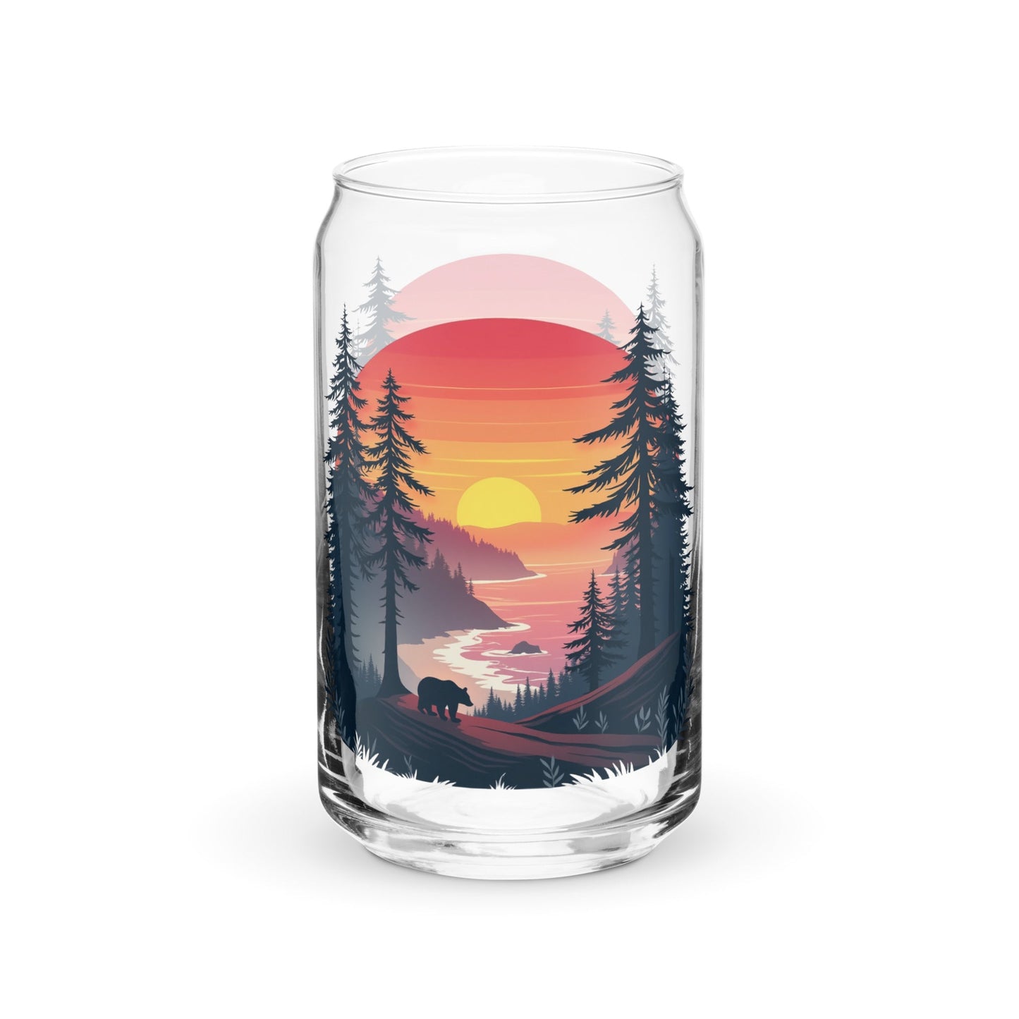 Sunset Bear Can - Shaped Glass - Can - Shaped Glass - Discovery Co.