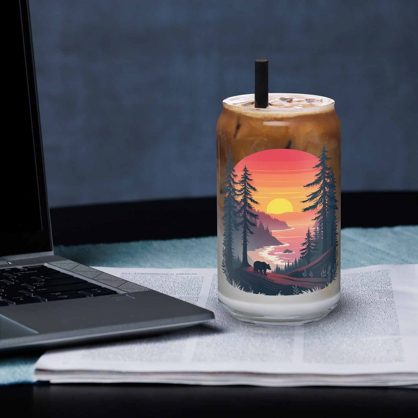 Sunset Bear Can - Shaped Glass - Can - Shaped Glass - Discovery Co.