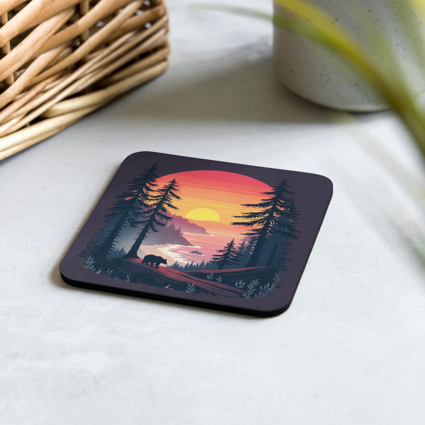 Sunset Bear Cork - Back Coaster - Coasters - Discovery Co.