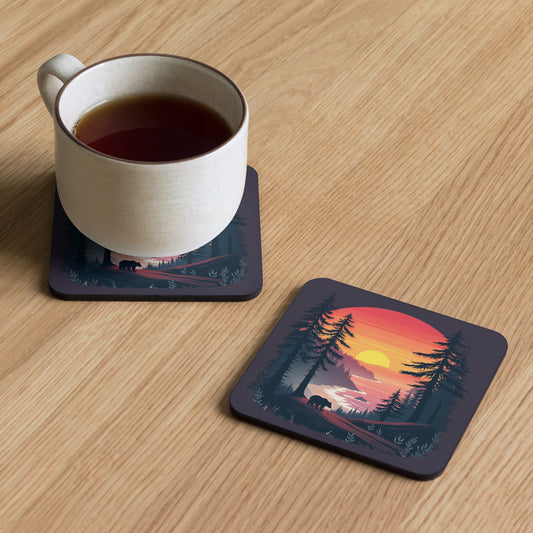 Sunset Bear Cork - Back Coaster - Coasters - Discovery Co.