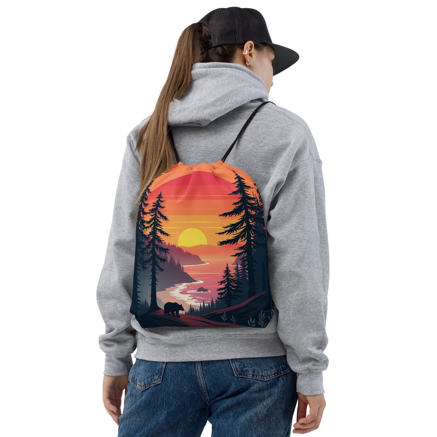 Sunset Bear Drawstring Bag - Drawstring Bag - Discovery Co.