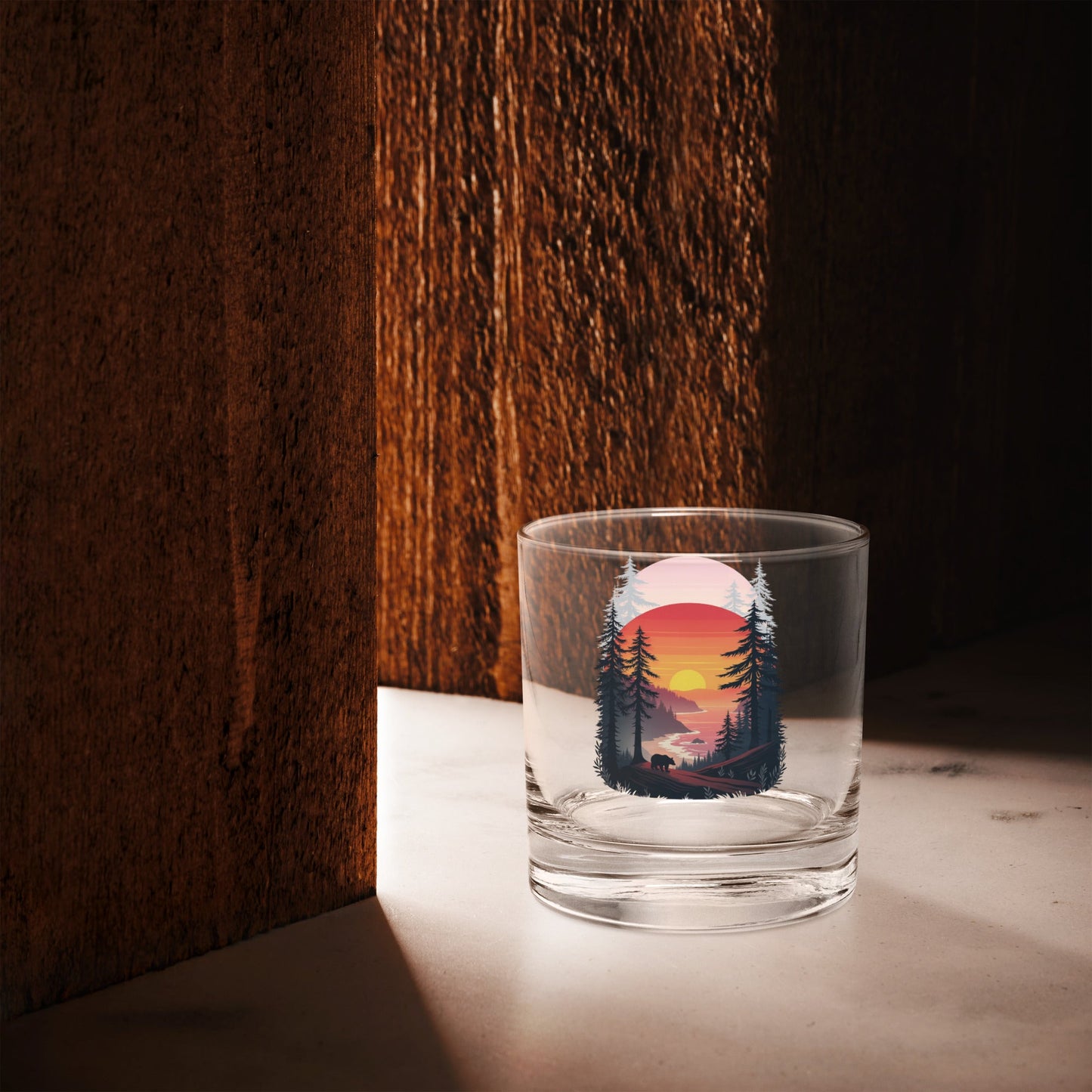Sunset Bear Rocks Glass - Rocks Glass - Discovery Co.