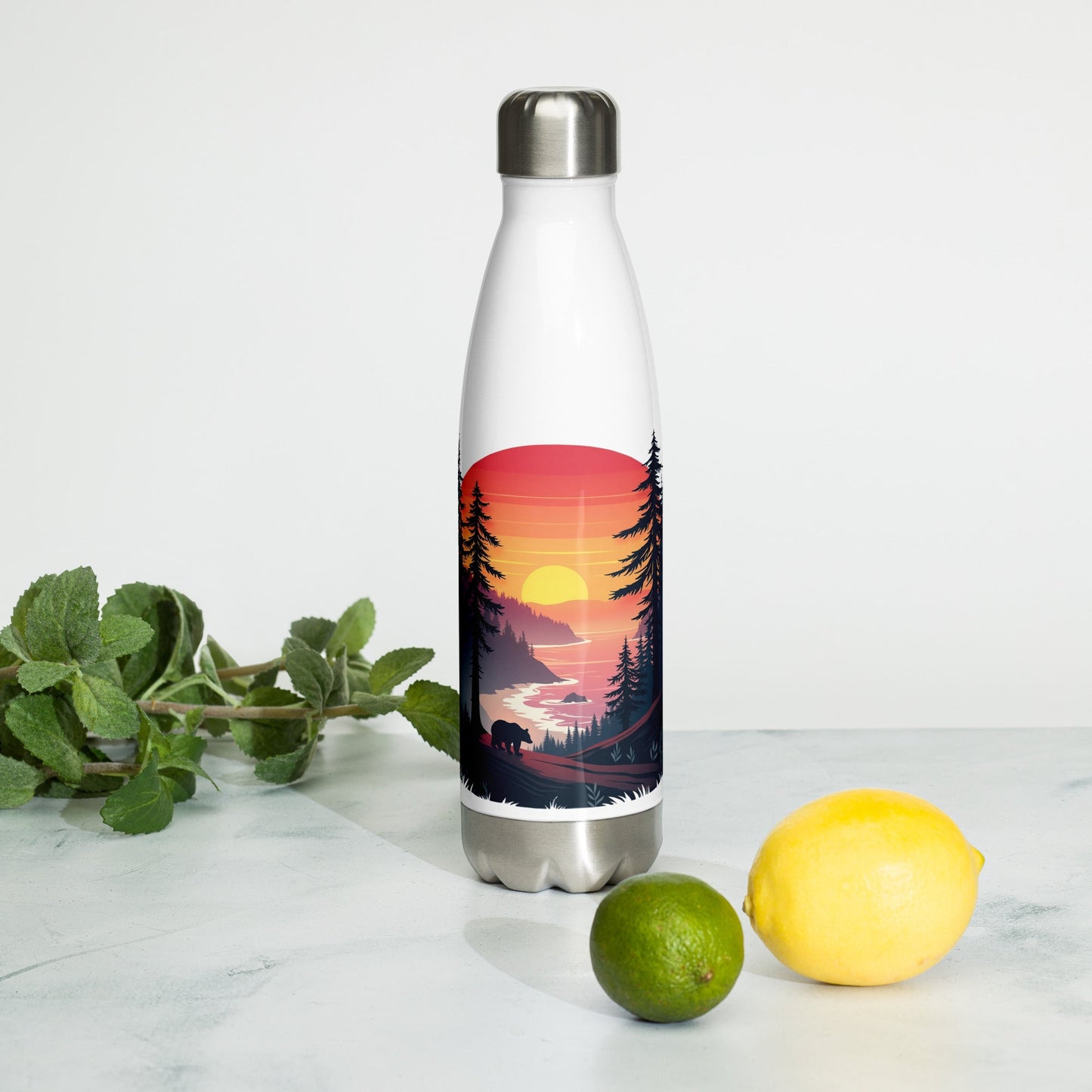 Sunset Bear Stainless Steel Water Bottle - Stainless Steel Water Bottle - Discovery Co.