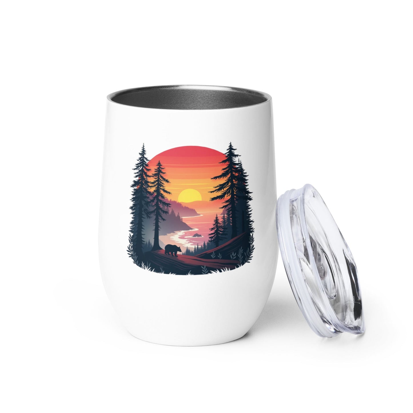 Sunset Bear Stainless Steel Wine Tumbler - Steel Tumbler - Discovery Co.