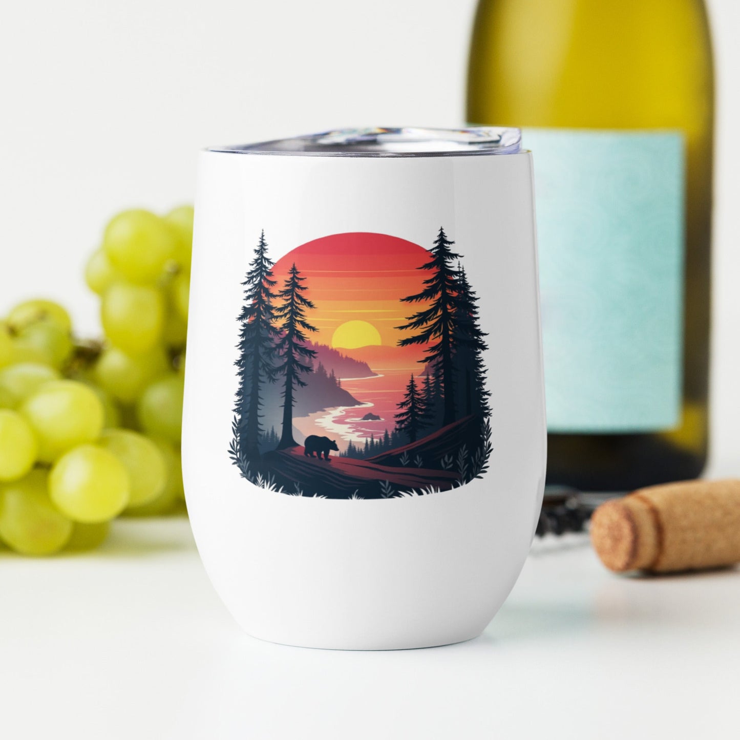 Sunset Bear Stainless Steel Wine Tumbler - Steel Tumbler - Discovery Co.
