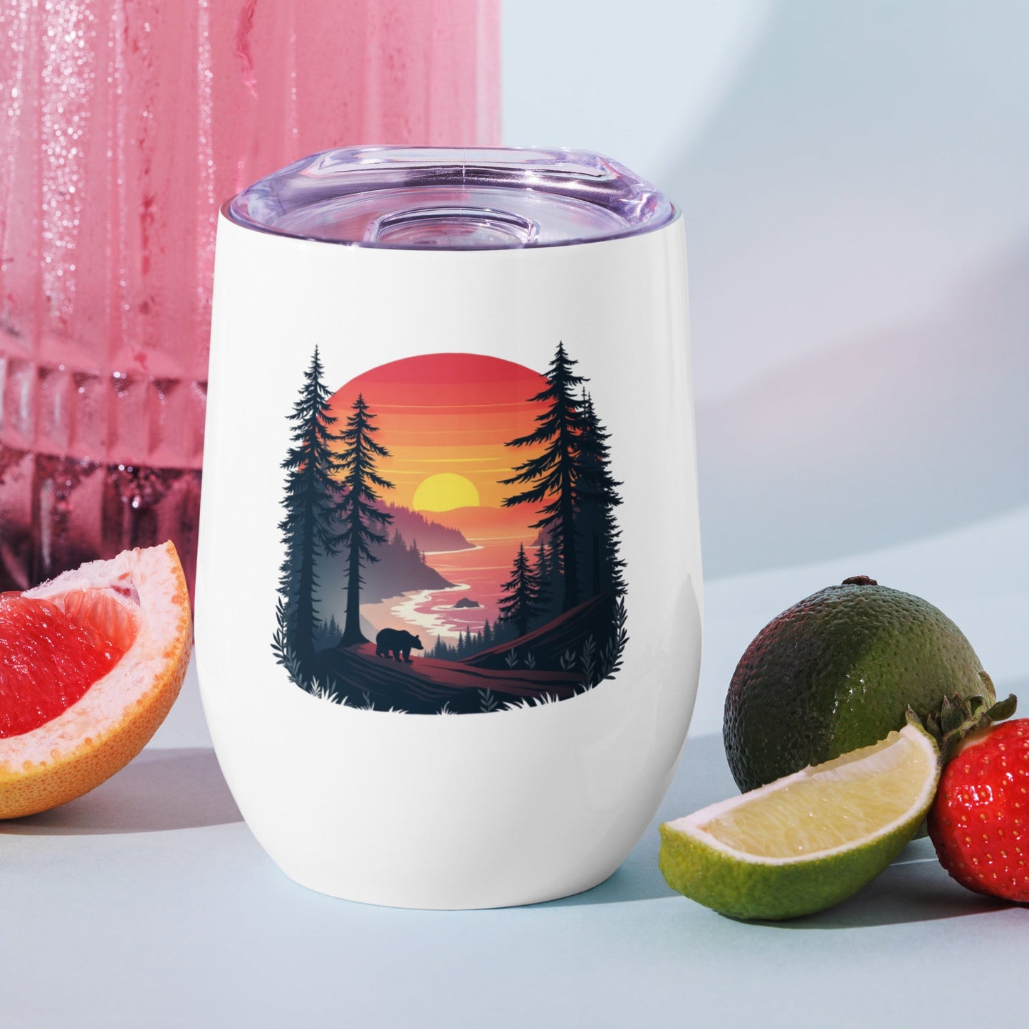 Sunset Bear Stainless Steel Wine Tumbler - Steel Tumbler - Discovery Co.
