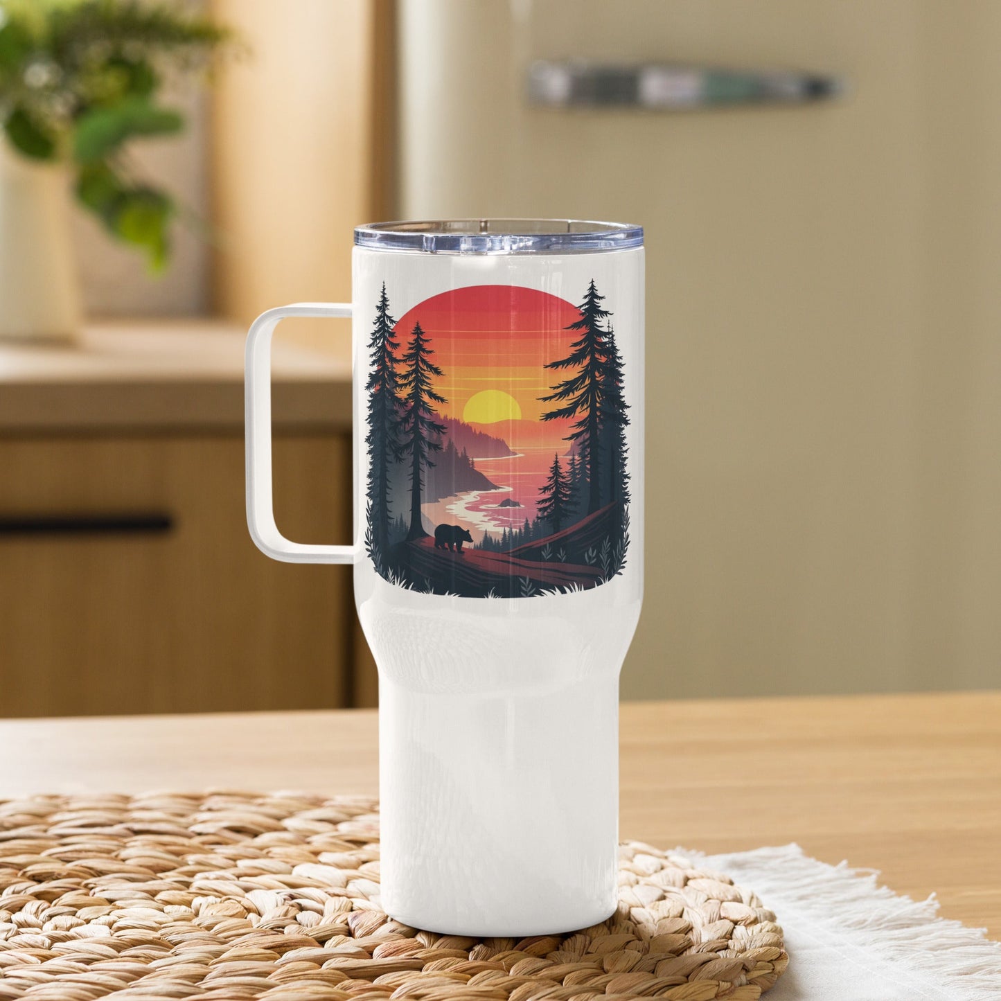 Sunset Bear Travel Mug With Handle (25 oz and 40 oz) - Travel Mug - Discovery Co.