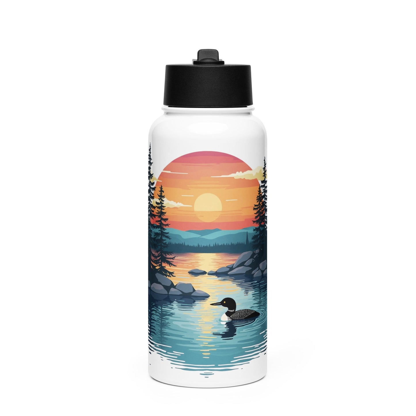 Sunset Duck Stainless Steel Water Bottle With Straw Lid - Stainless Steel Water Bottle With Straw Lid - Discovery Co.