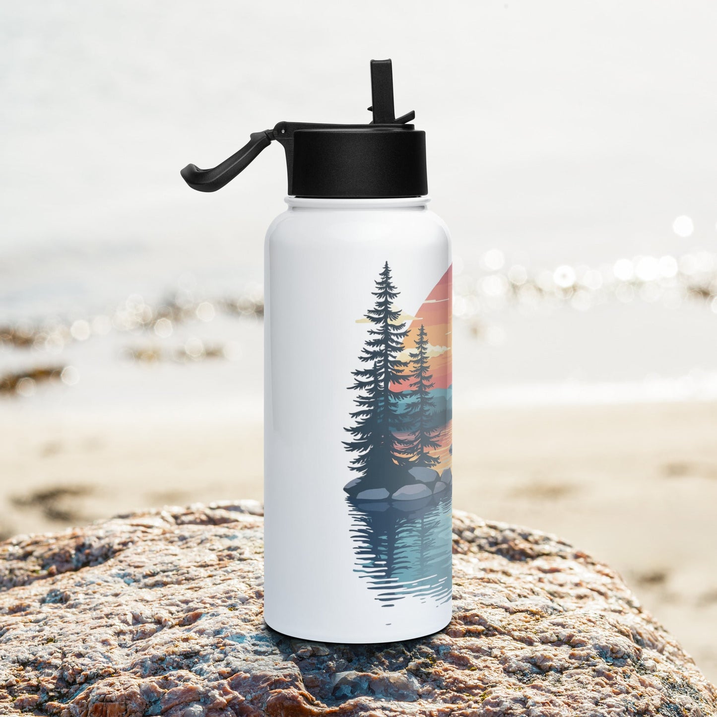 Sunset Duck Stainless Steel Water Bottle With Straw Lid - Stainless Steel Water Bottle With Straw Lid - Discovery Co.