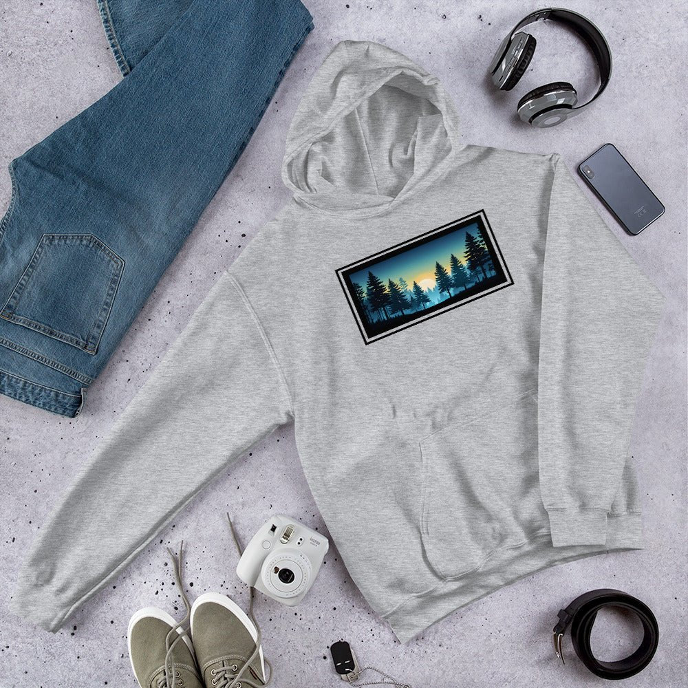 Sunset Forest Outlined Men's (Unisex) Hoodie - Hoodies - Discovery Co.