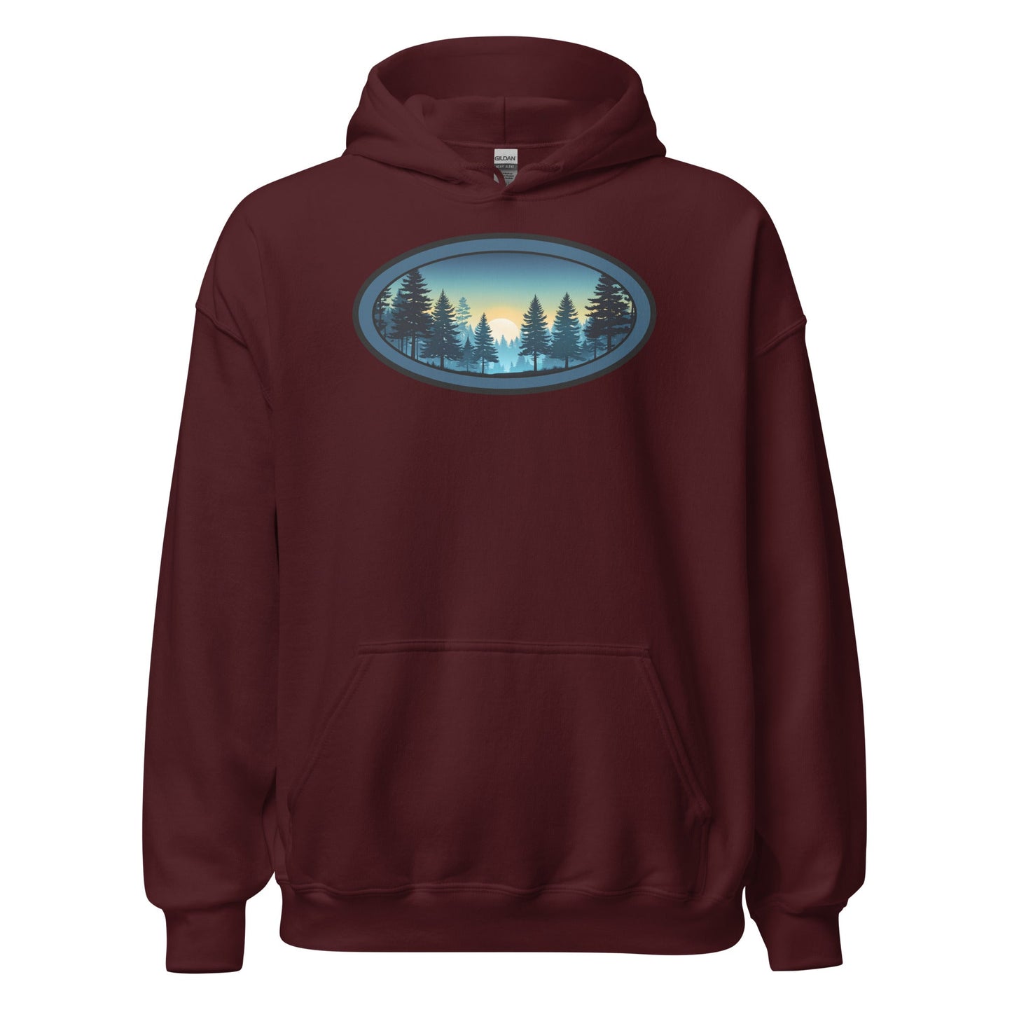 Sunset Forest Oval Men's (Unisex) Hoodie - Hoodies - Discovery Co.
