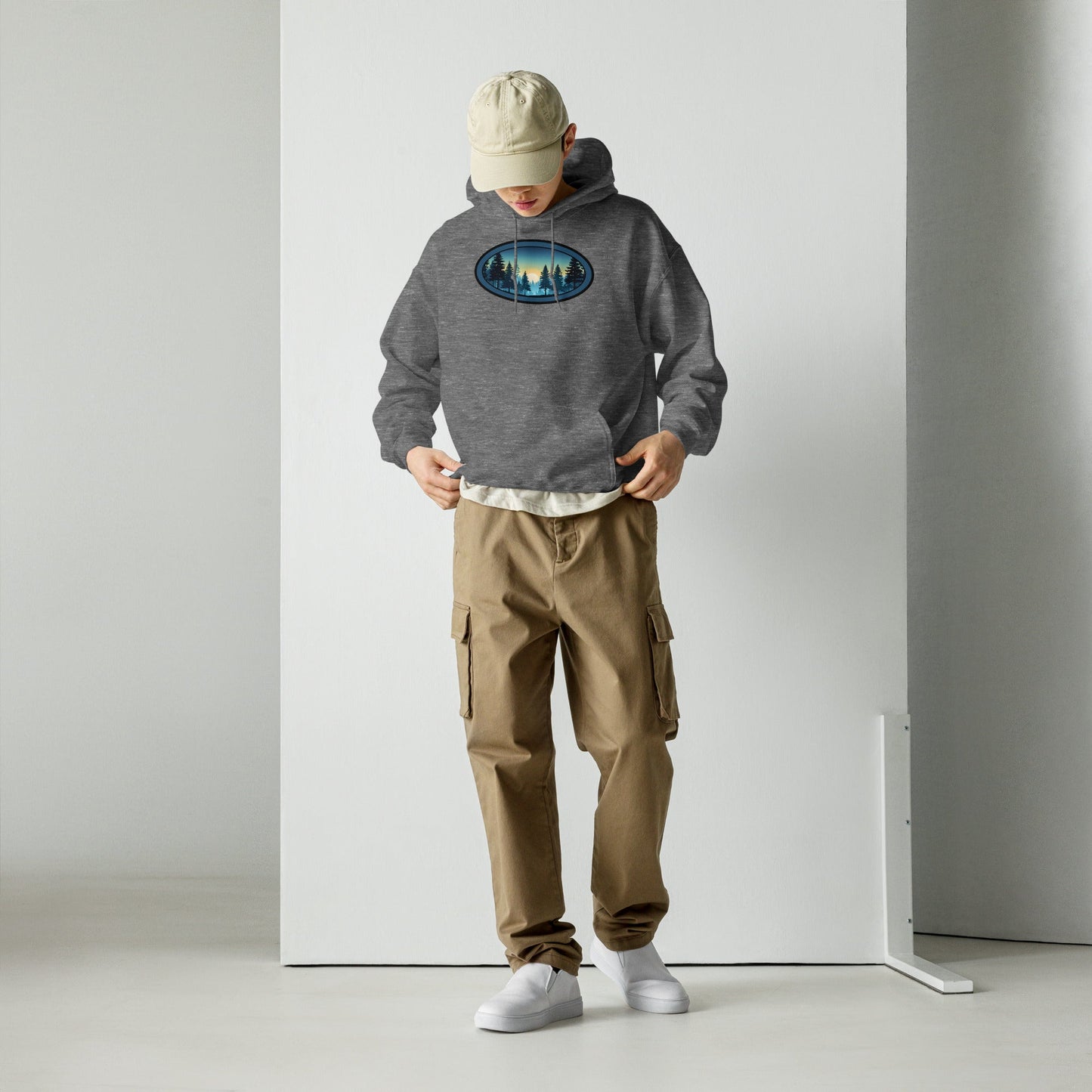 Sunset Forest Oval Men's (Unisex) Hoodie - Hoodies - Discovery Co.