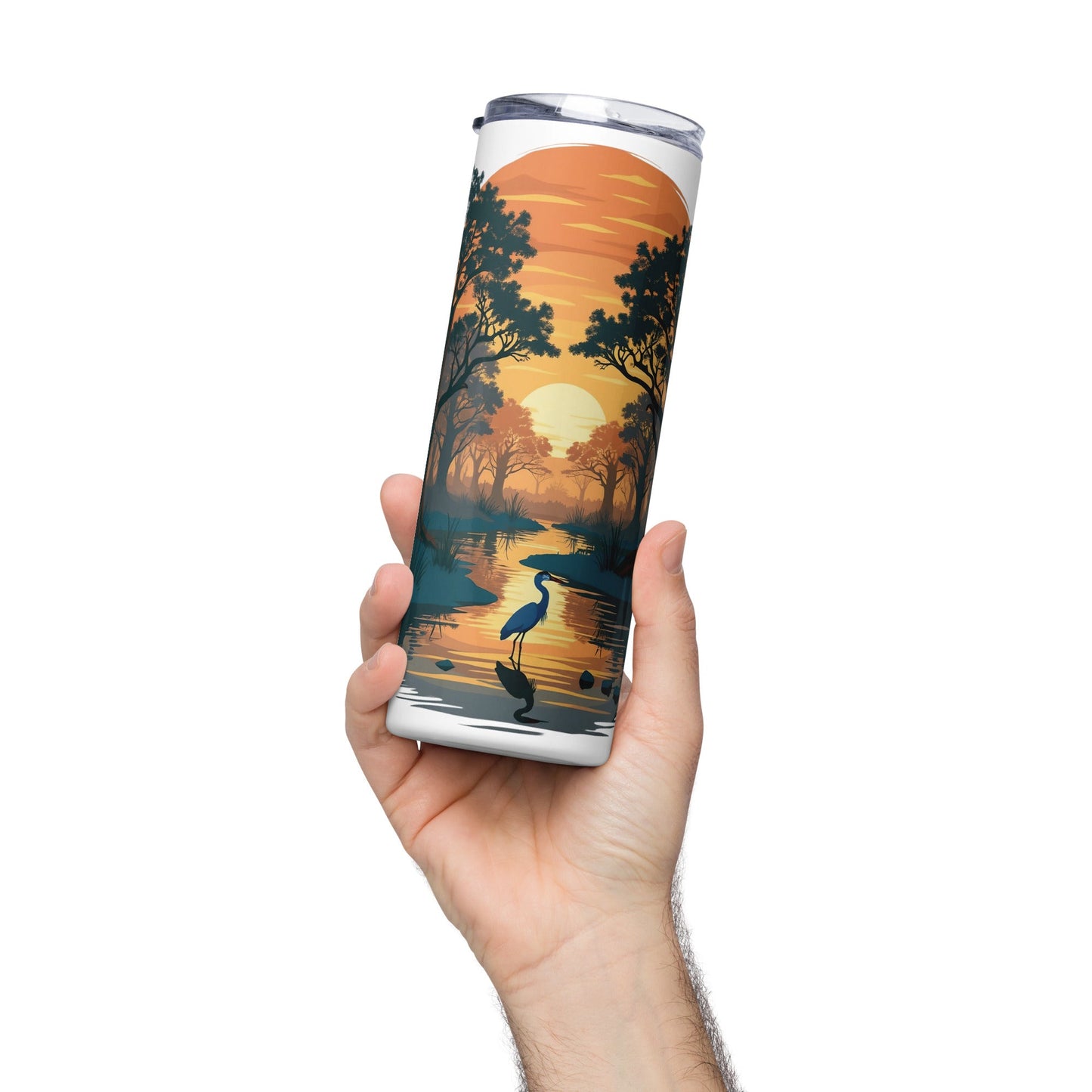 Sunset Heron Stainless Steel Tumbler - Steel Tumbler - Discovery Co.