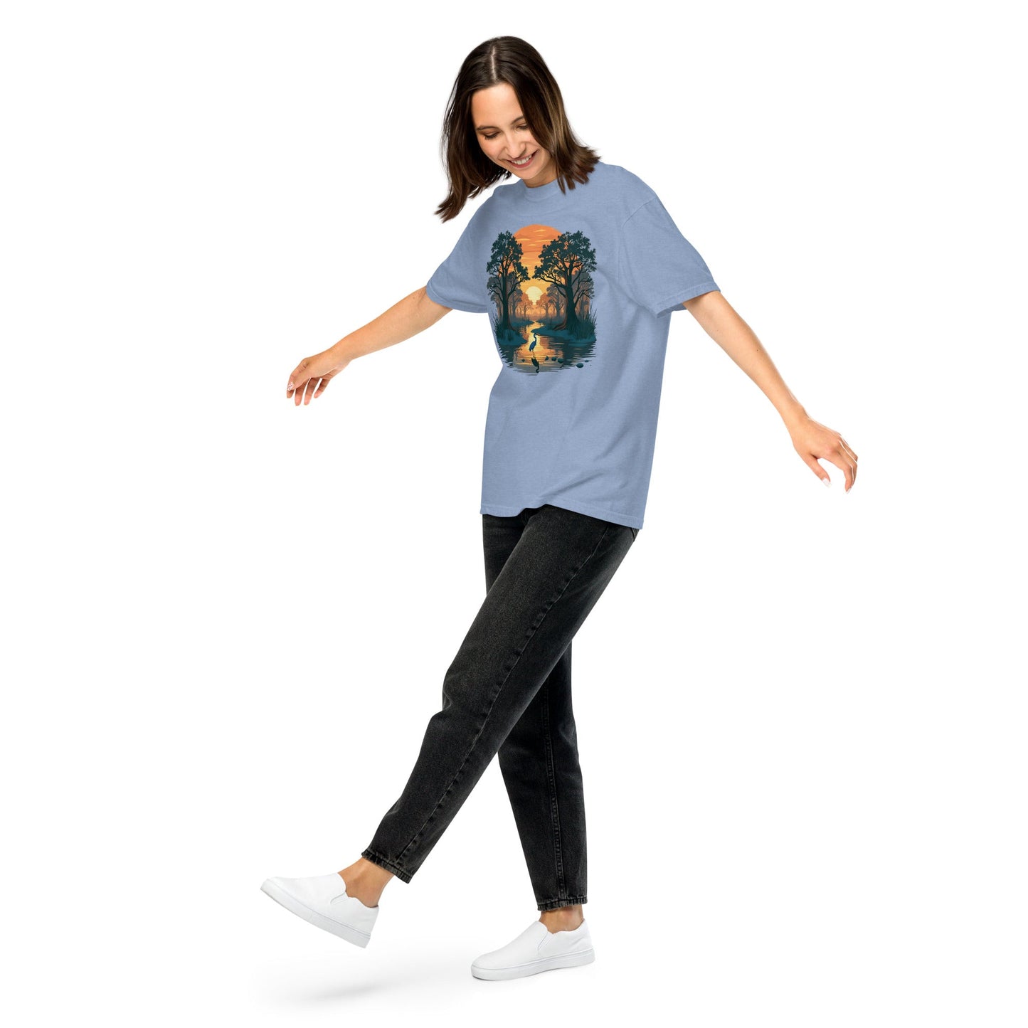 Sunset Heron Women's (Unisex) Premium Tee - Women's Shirts - Discovery Co.