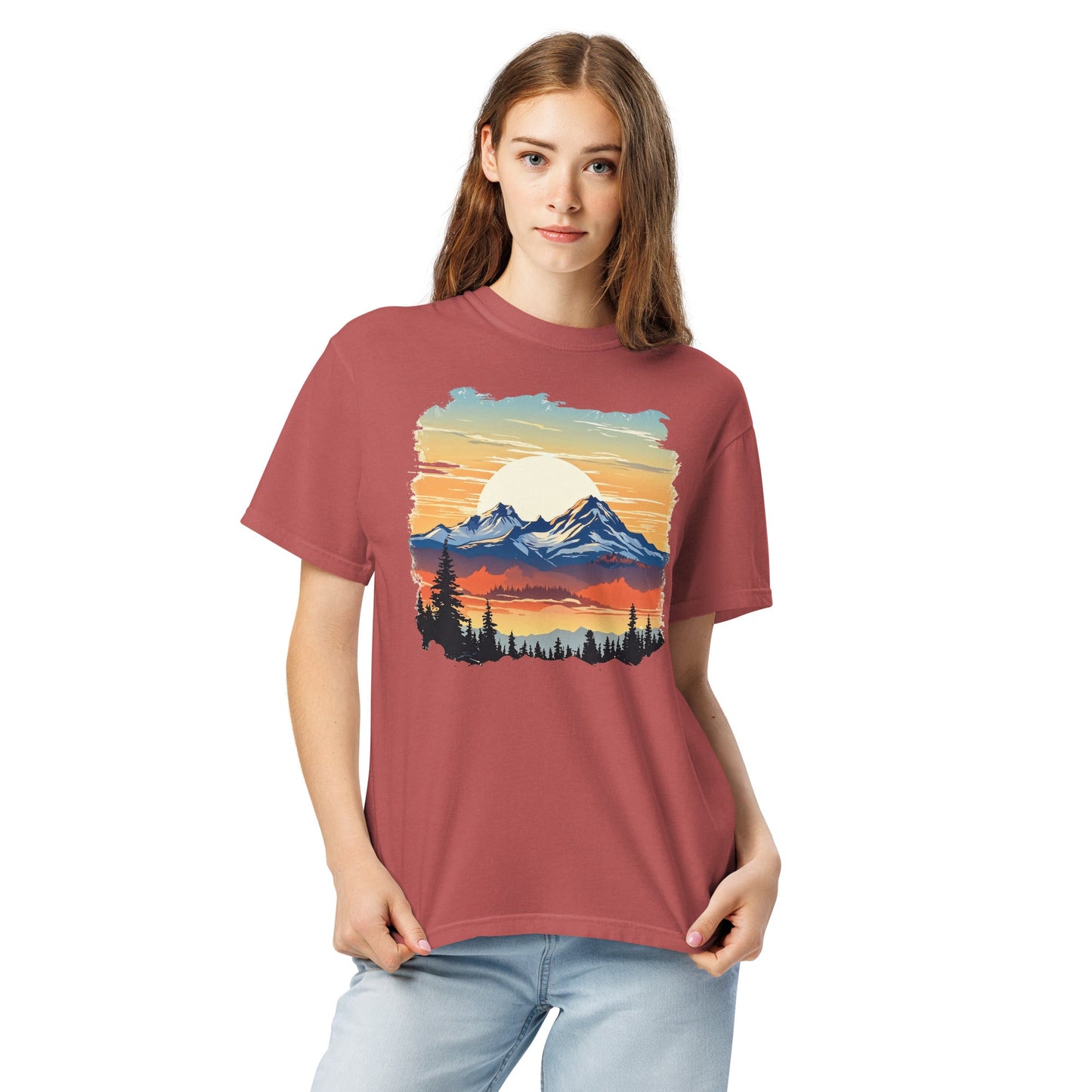 Sunset Mountains Women's (Unisex) Premium Tee - Women's Shirts - Discovery Co.