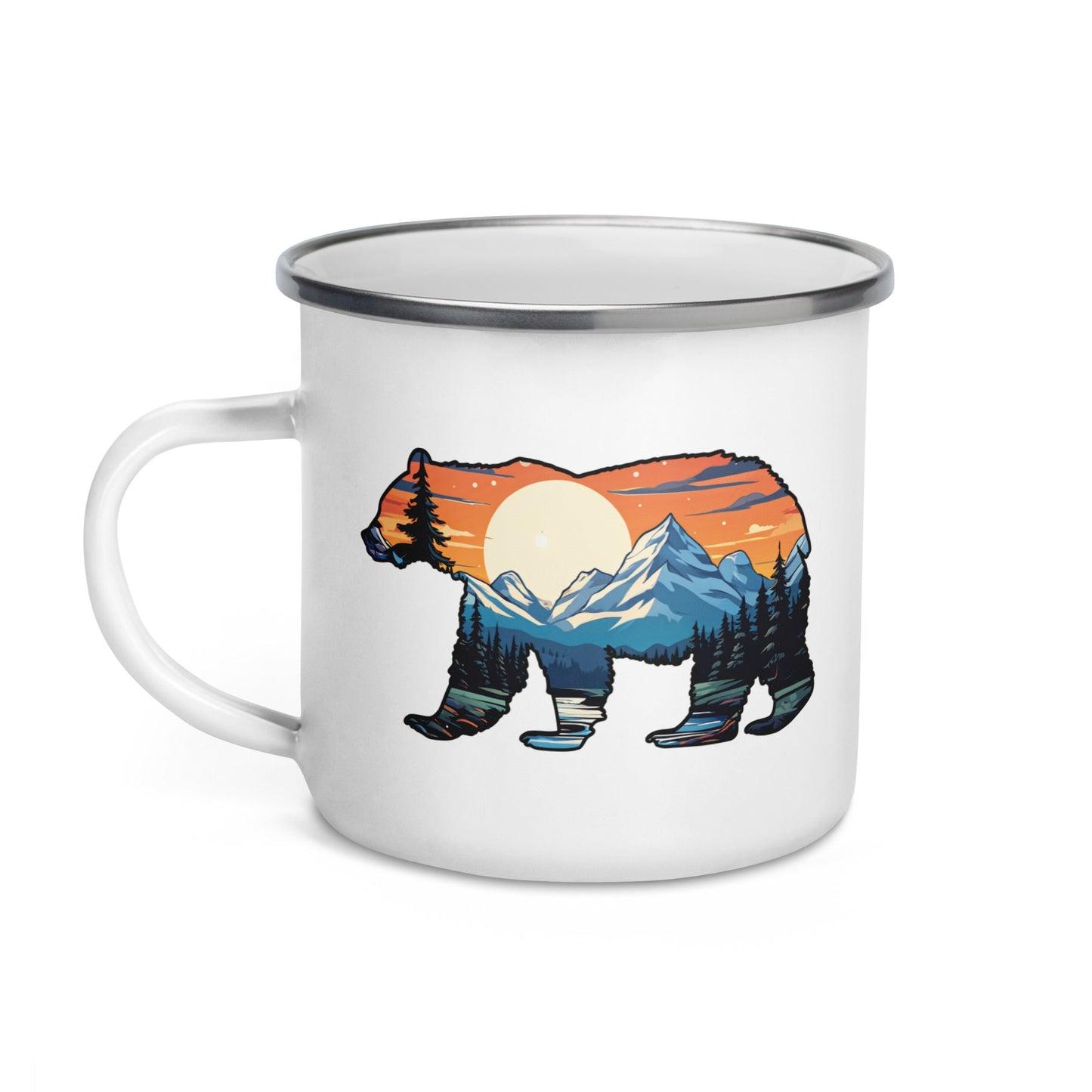 Sunset Over Mountains Bear Enamel Mug - Mugs - Discovery Co.