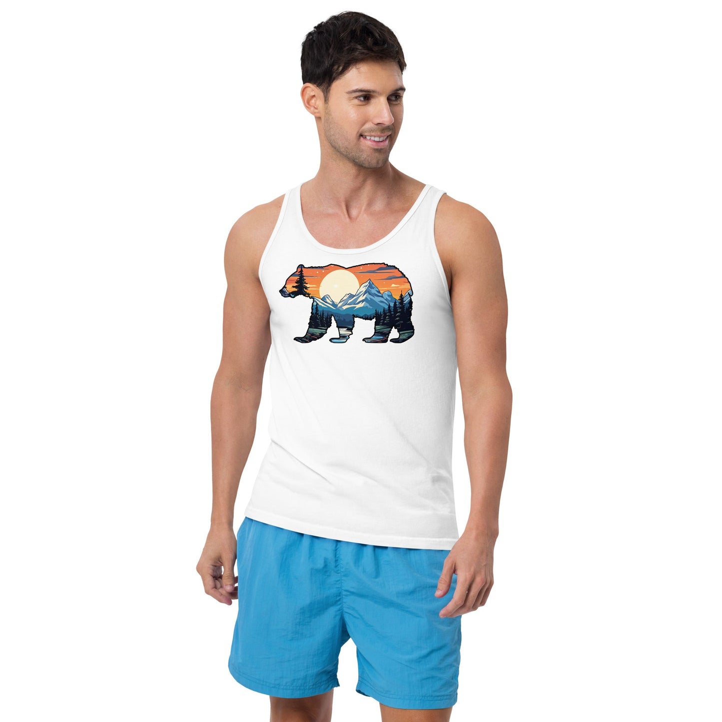 Sunset Over Mountains Bear Men's Tank Top - Men's Shirts - Discovery Co.