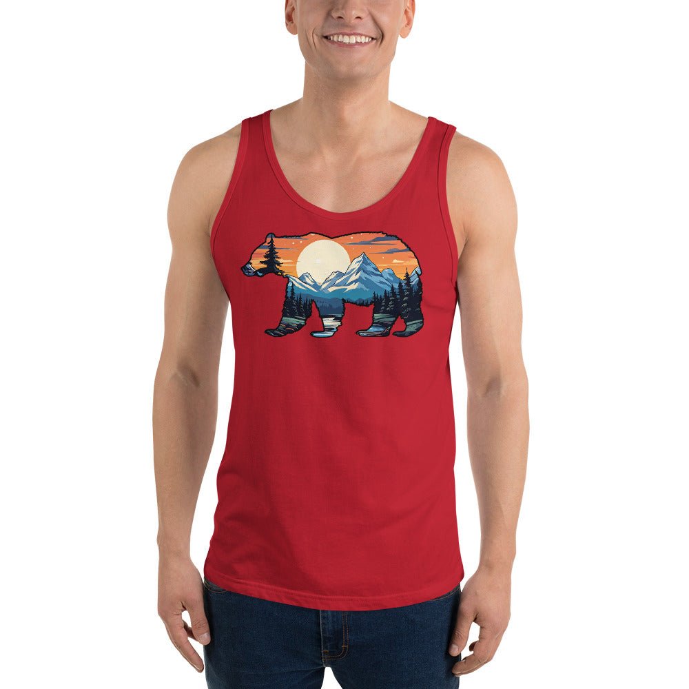 Sunset Over Mountains Bear Men's Tank Top - Men's Shirts - Discovery Co.