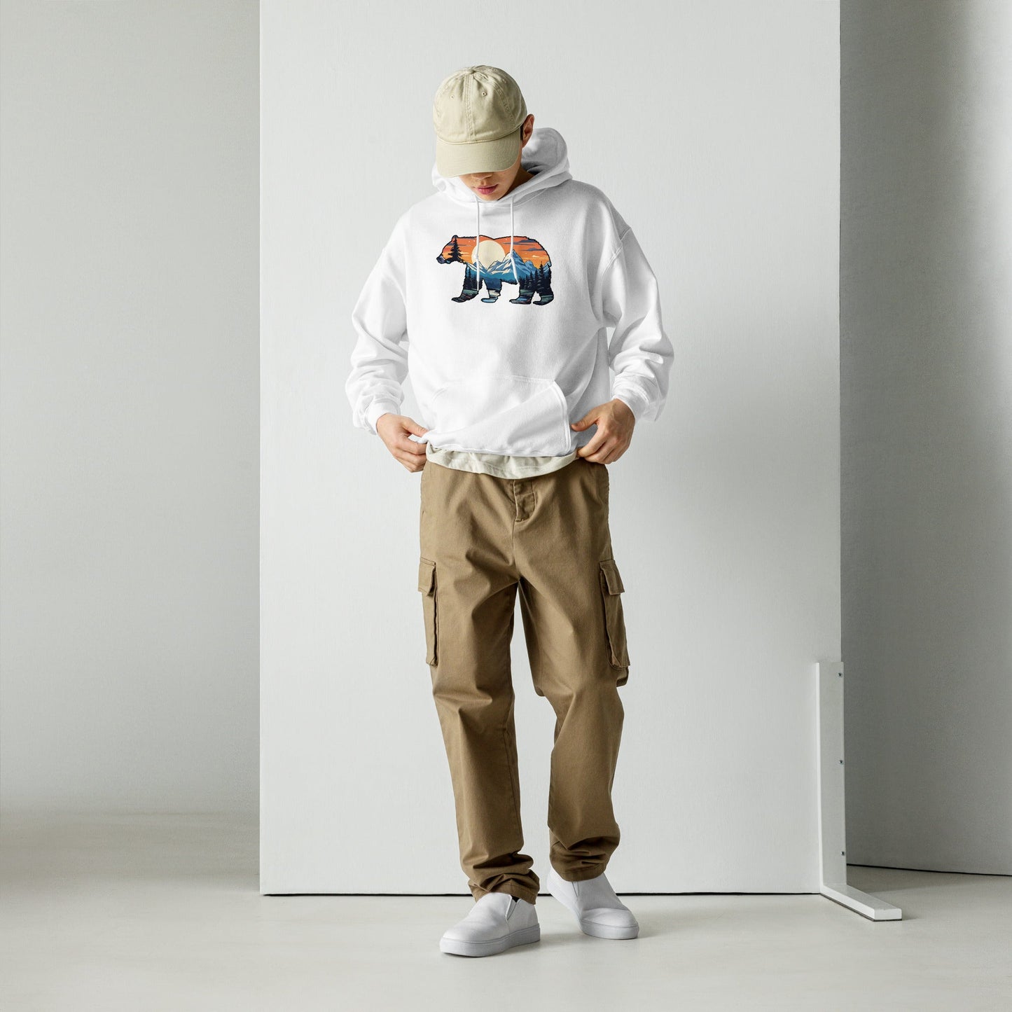 Sunset Over Mountains Bear Men's (Unisex) Hoodie - Hoodies - Discovery Co.