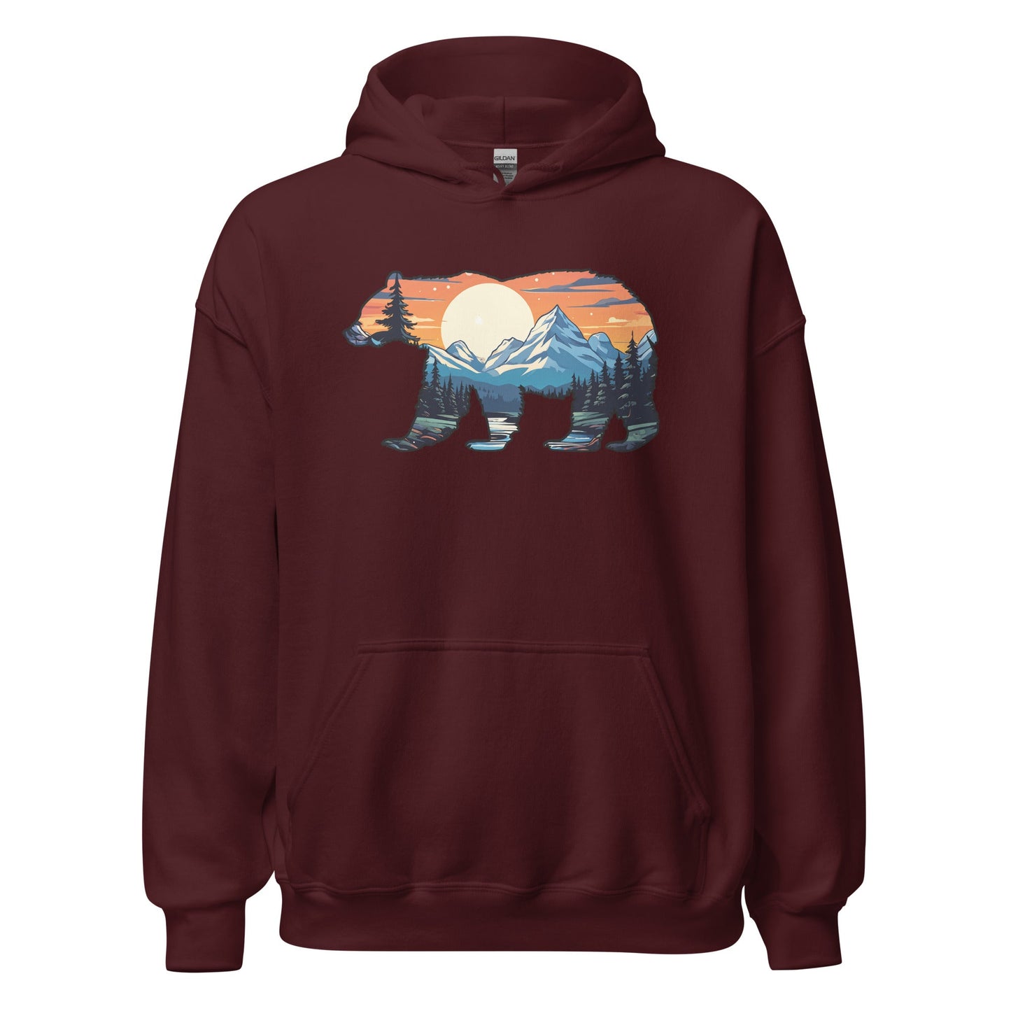 Sunset Over Mountains Bear Men's (Unisex) Hoodie - Hoodies - Discovery Co.