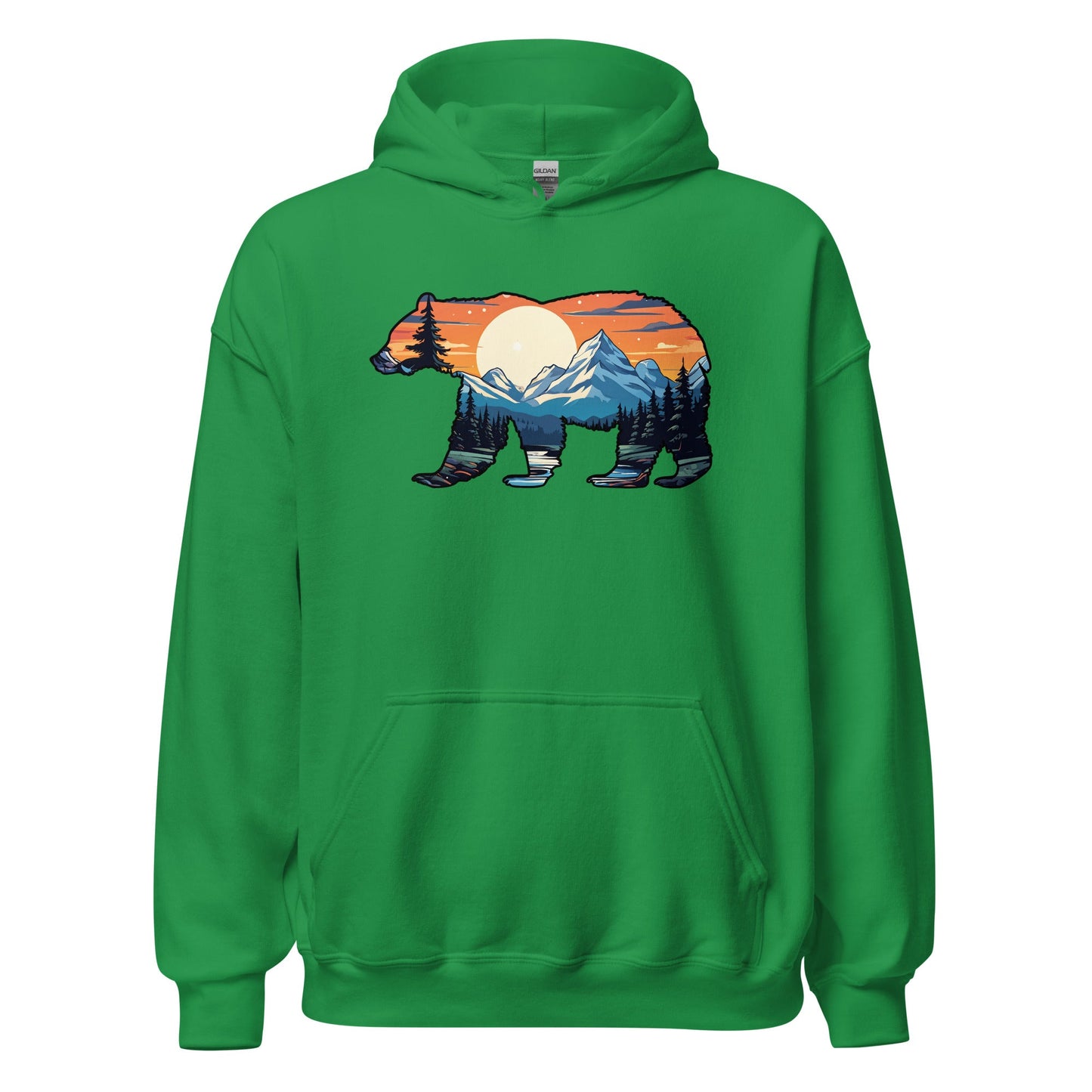 Sunset Over Mountains Bear Men's (Unisex) Hoodie - Hoodies - Discovery Co.